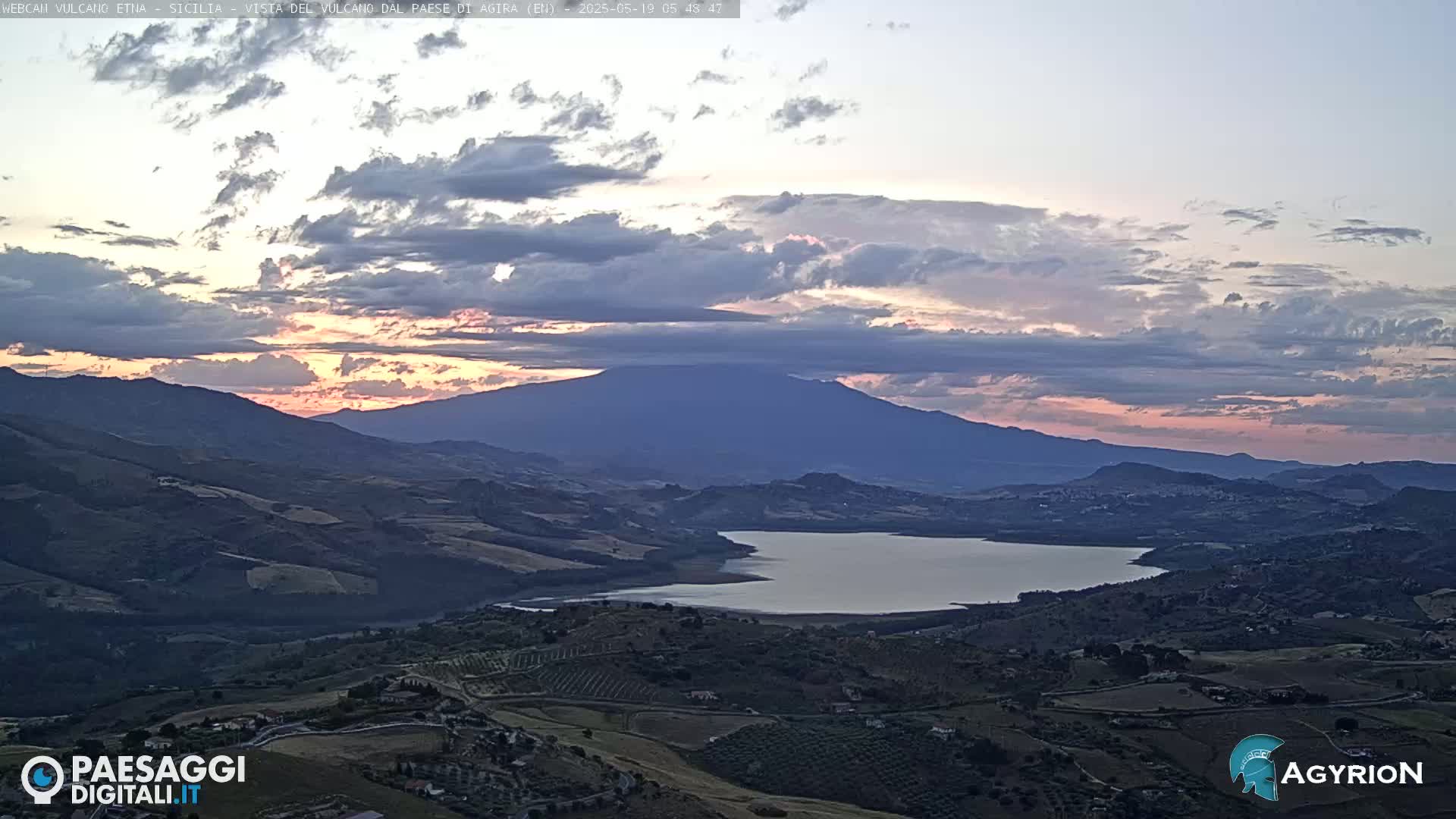 Etna Volcano Panaromic Live Cam from Agira - Enna, Scily, Italy