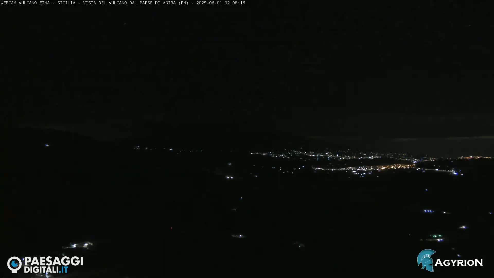 Etna Volcano Panaromic Live Cam from Agira - Enna, Scily, Italy