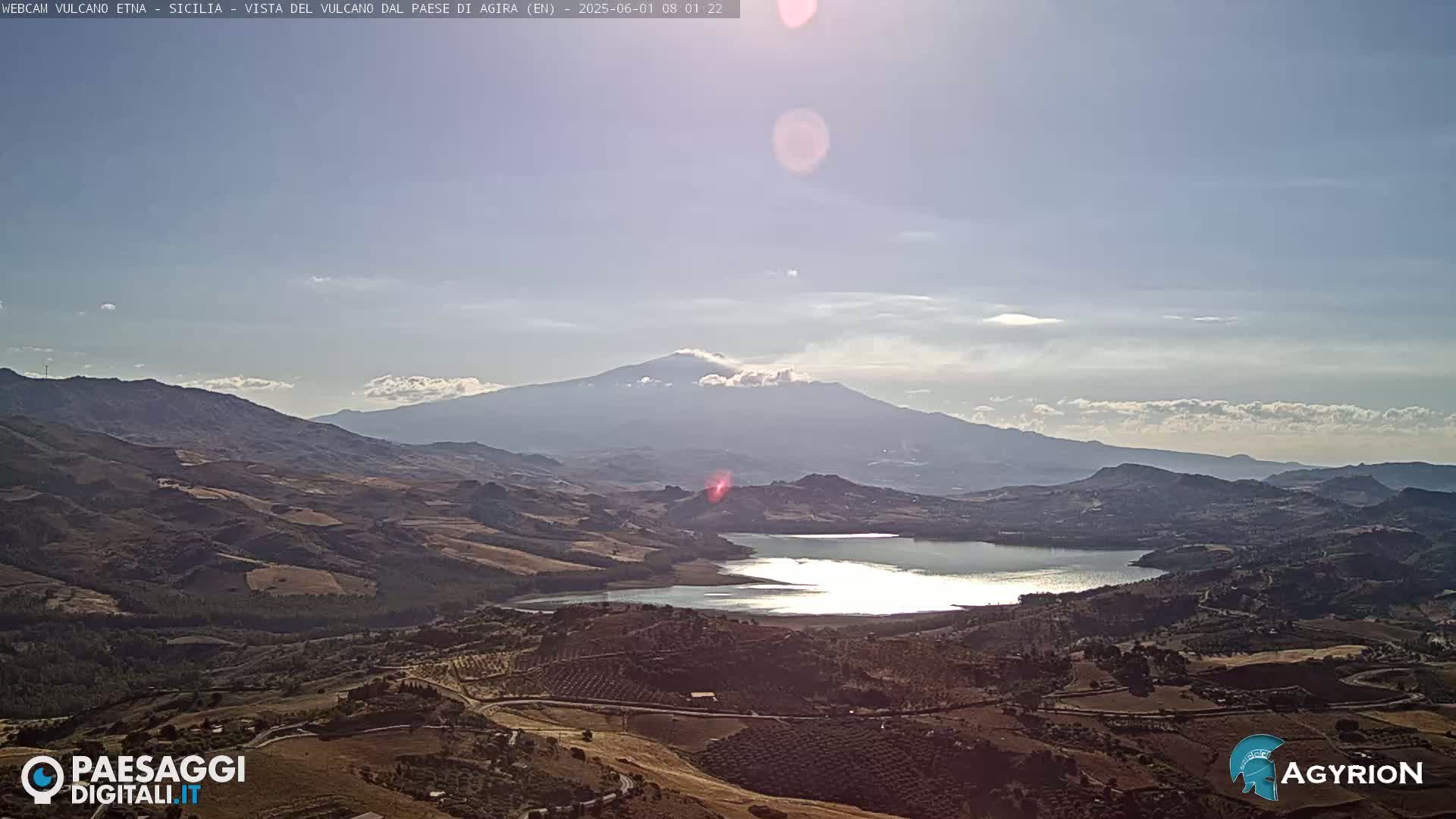 Etna Volcano Panaromic Live Cam from Agira - Enna, Scily, Italy