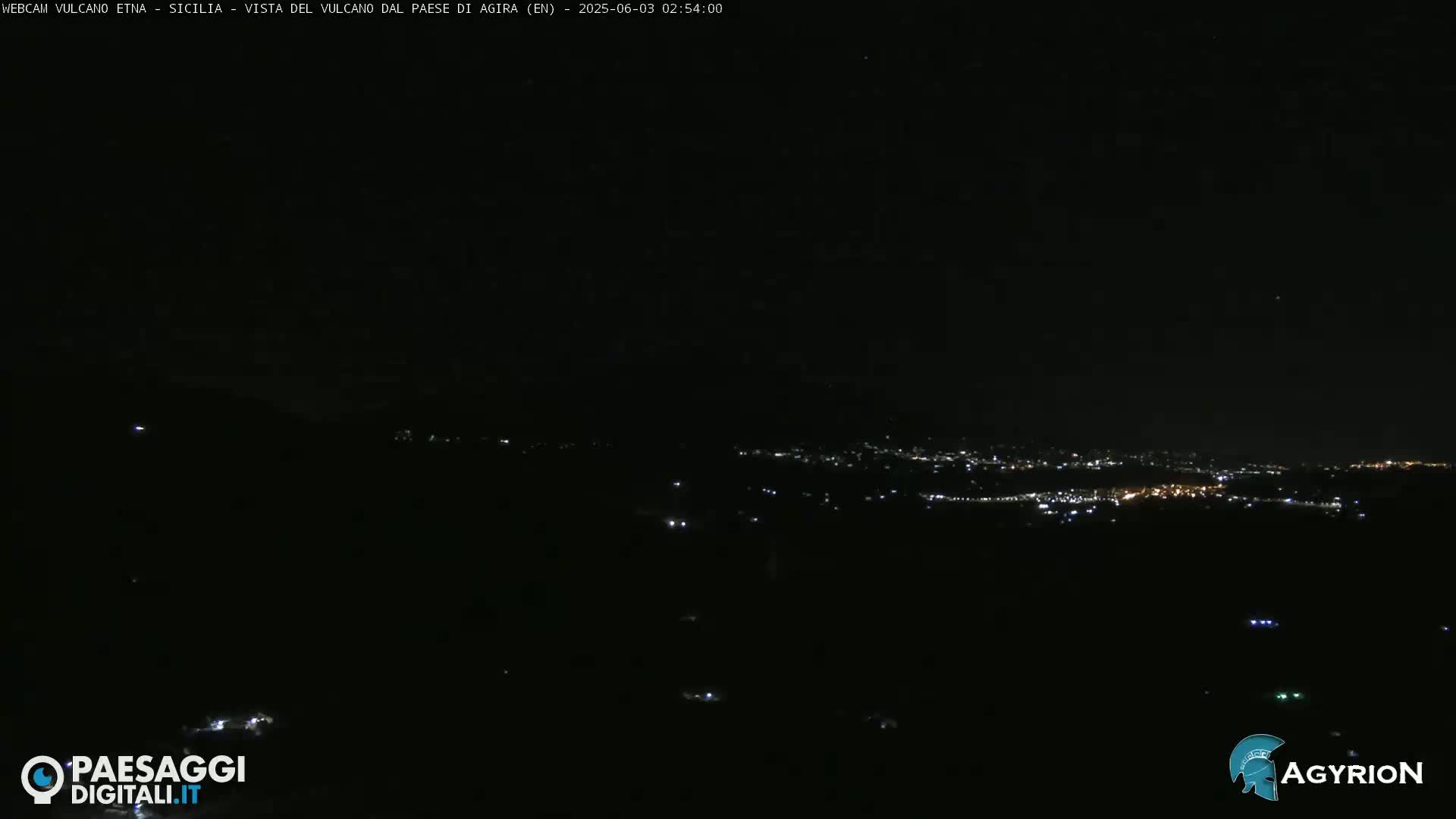 Etna Volcano Panaromic Live Cam from Agira - Enna, Scily, Italy