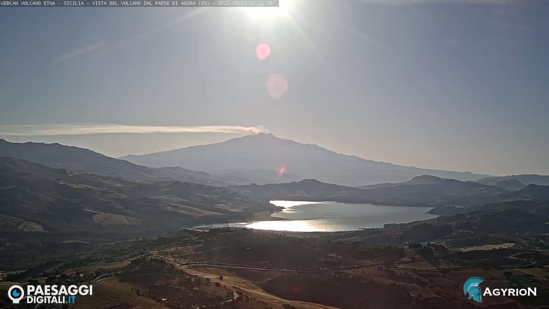 Etna Volcano Panaromic Live Cam from Agira - Enna, Scily, Italy