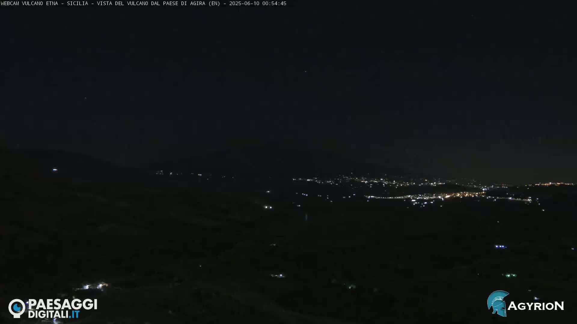 Etna Volcano Panaromic Live Cam from Agira - Enna, Scily, Italy