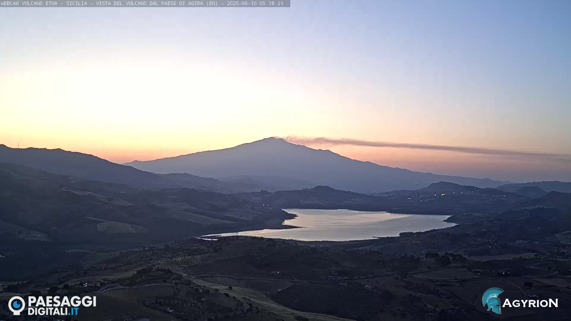 Etna Volcano Panaromic Live Cam from Agira - Enna, Scily, Italy