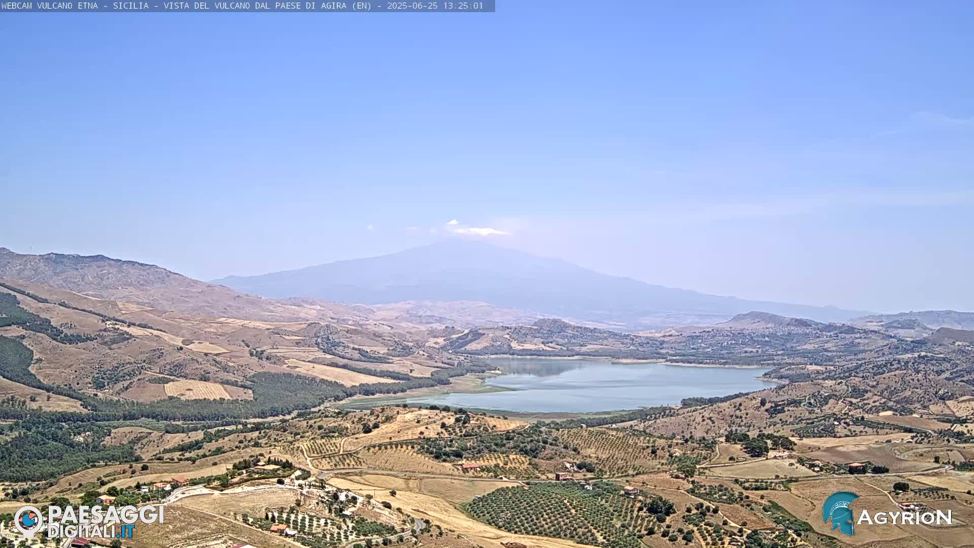 Etna Volcano Panaromic Live Cam from Agira - Enna, Scily, Italy