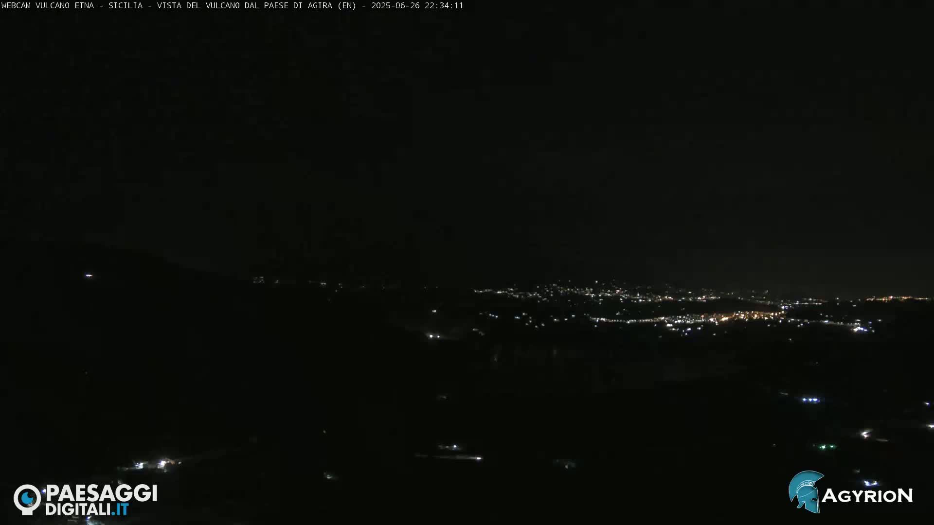 Etna Volcano Panaromic Live Cam from Agira - Enna, Scily, Italy