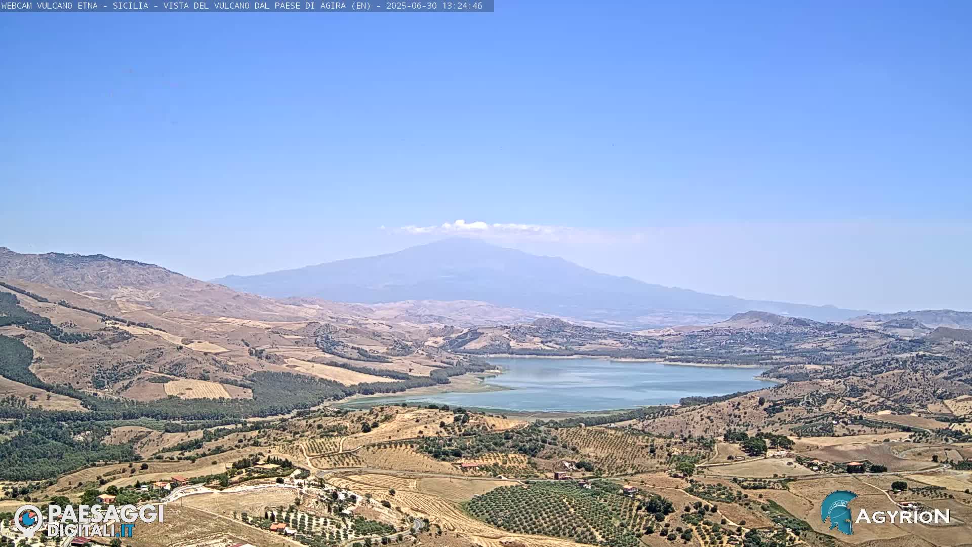 Etna Volcano Panaromic Live Cam from Agira - Enna, Scily, Italy