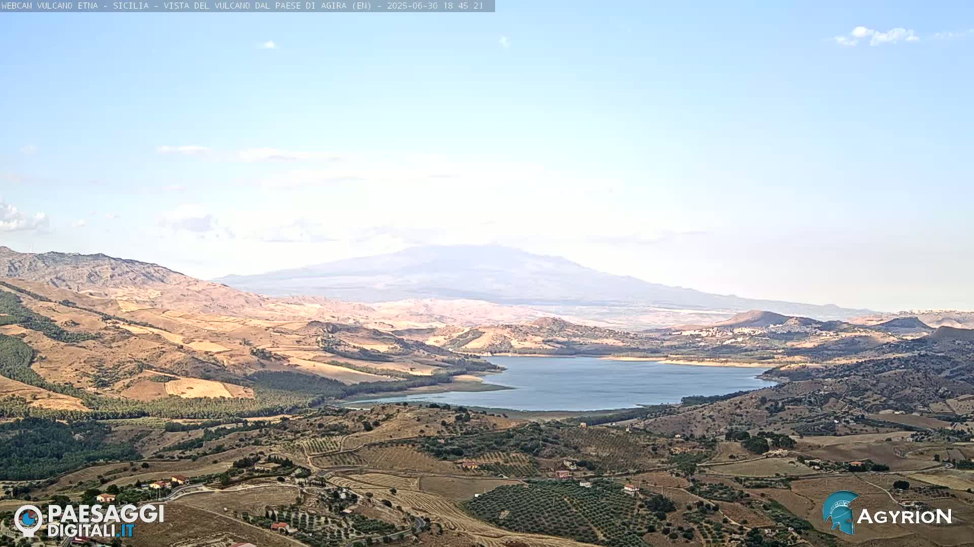 Etna Volcano Panaromic Live Cam from Agira - Enna, Scily, Italy
