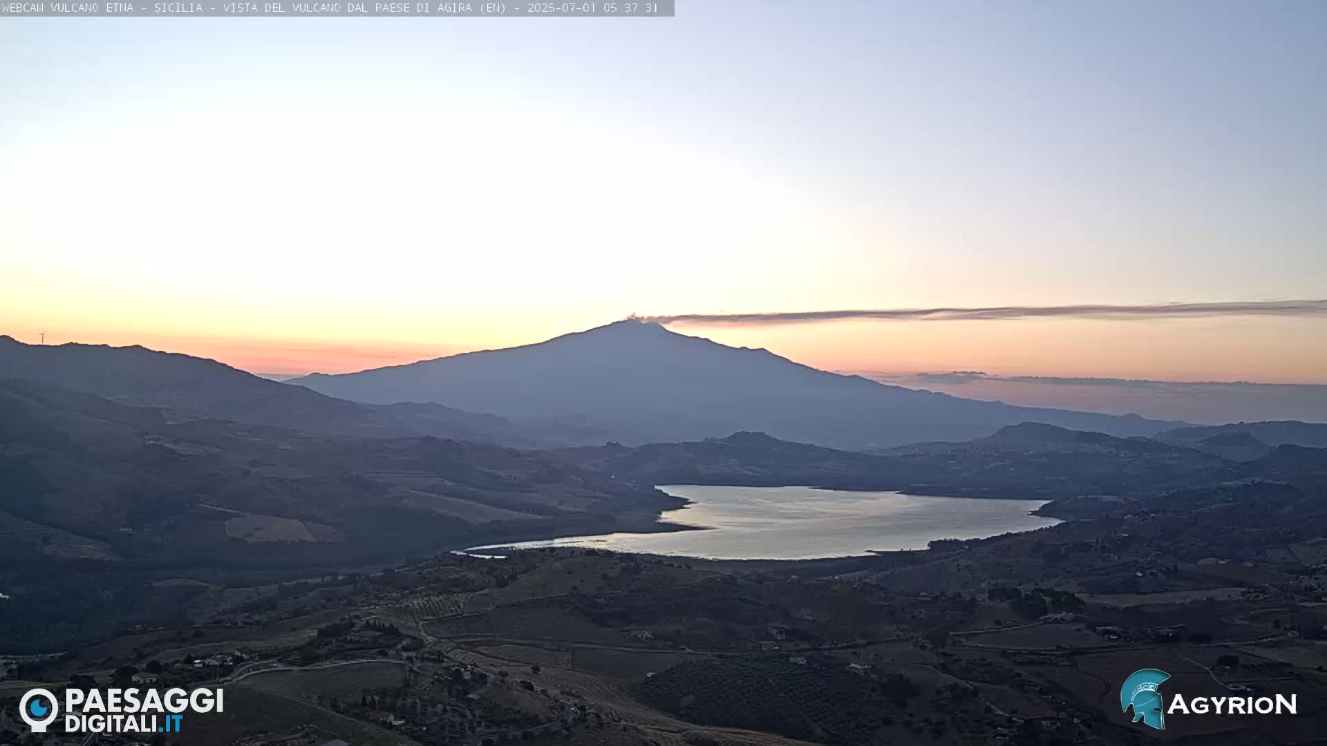 Etna Volcano Panaromic Live Cam from Agira - Enna, Scily, Italy
