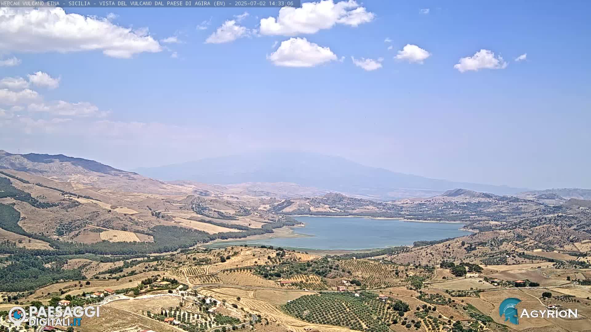 Etna Volcano Panaromic Live Cam from Agira - Enna, Scily, Italy