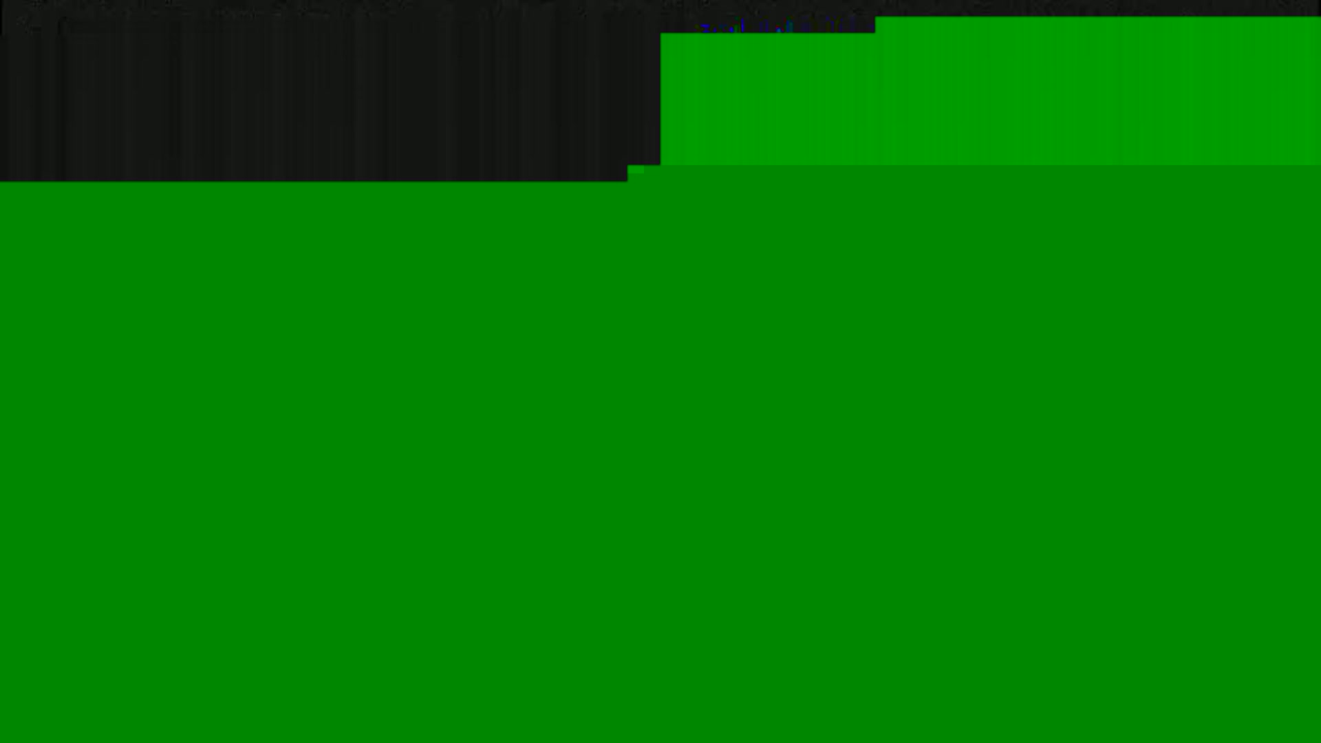 The image shows a mostly green screen with a small strip of black at the top.