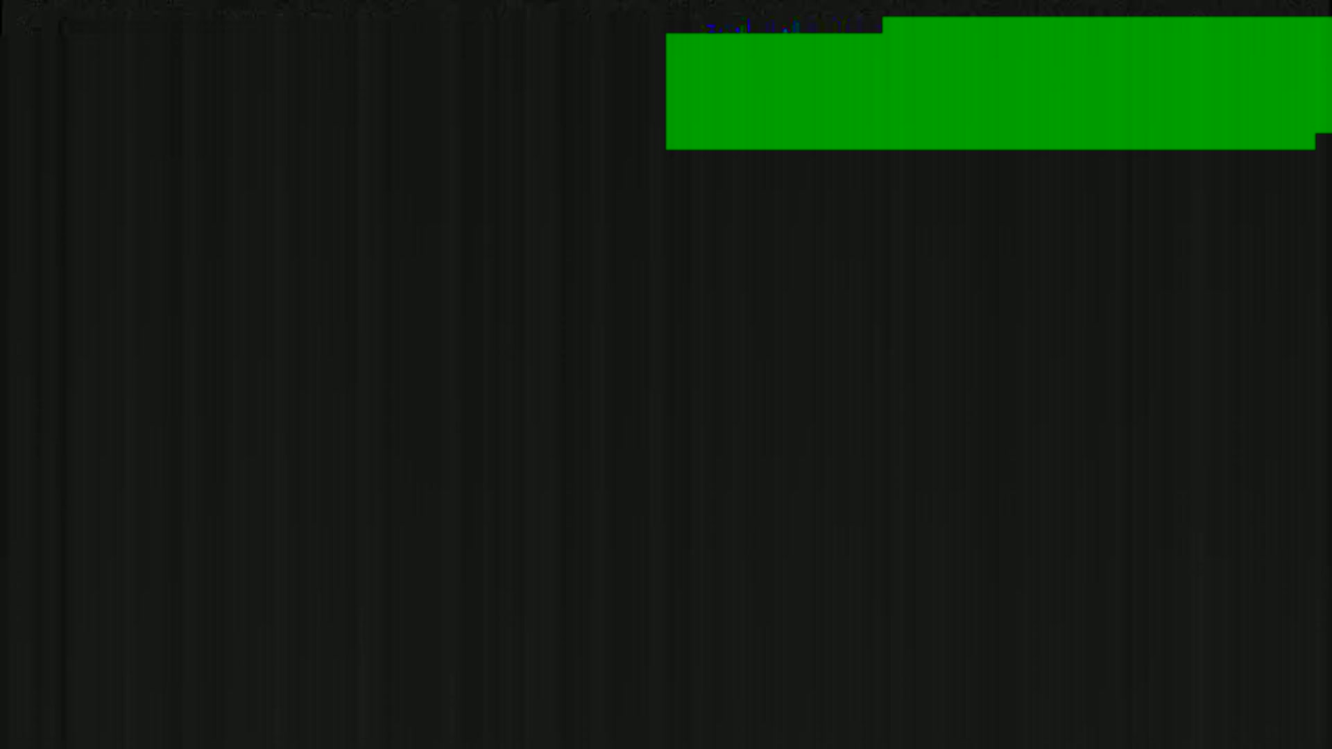 A predominantly dark image features a horizontal green bar near the top.