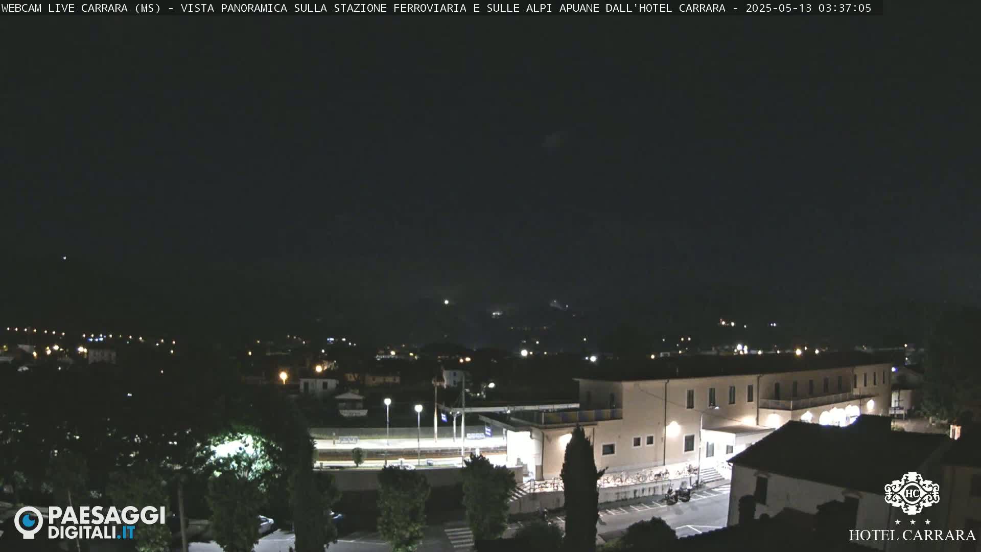  Carrara City Railway Station & Panaromic Natural Alps Park Live Cam - Massa & Carrara, Tuscany, Italy