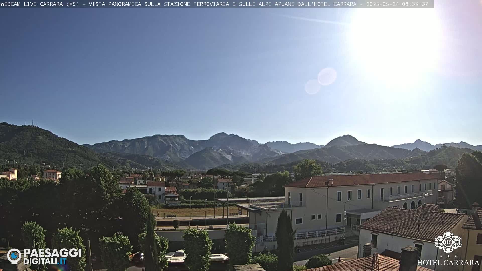  Carrara City Railway Station & Panaromic Natural Alps Park Live Cam - Massa & Carrara, Tuscany, Italy