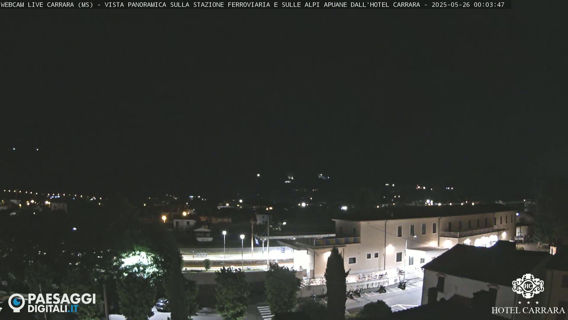  Carrara City Railway Station & Panaromic Natural Alps Park Live Cam - Massa & Carrara, Tuscany, Italy