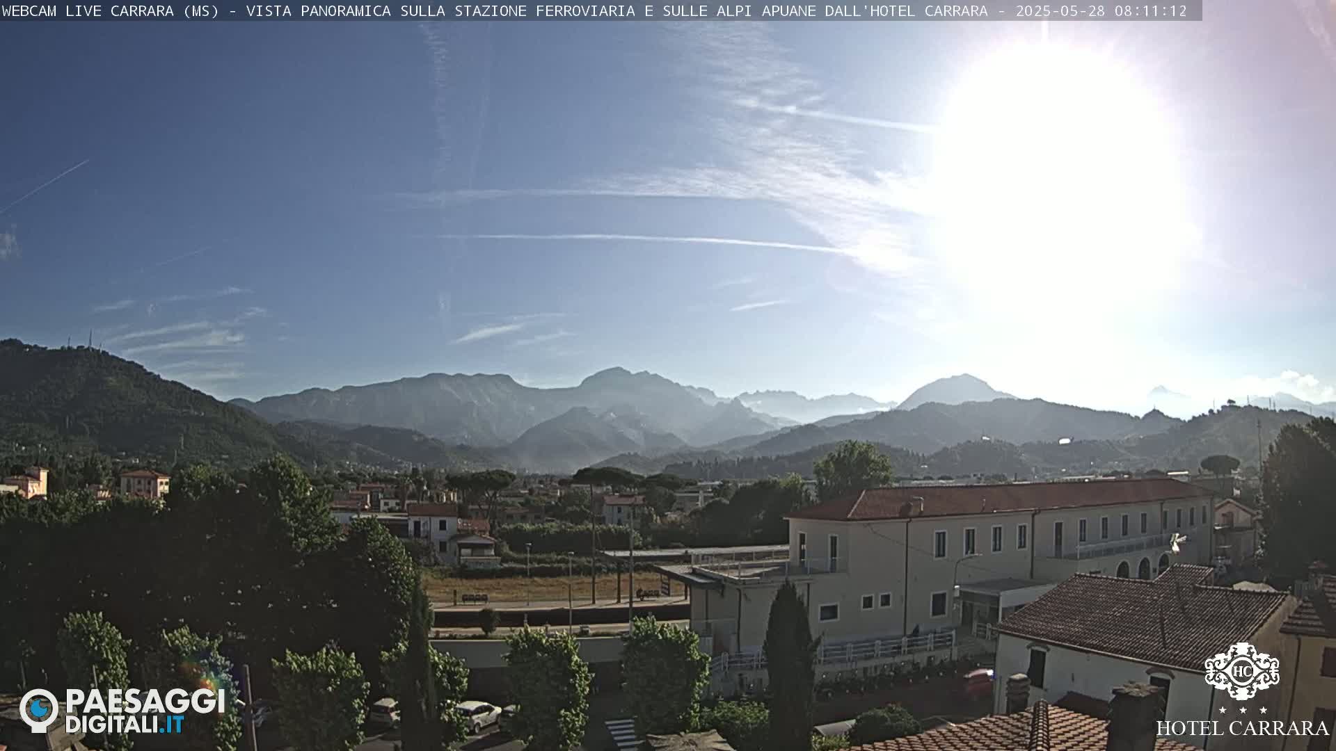  Carrara City Railway Station & Panaromic Natural Alps Park Live Cam - Massa & Carrara, Tuscany, Italy
