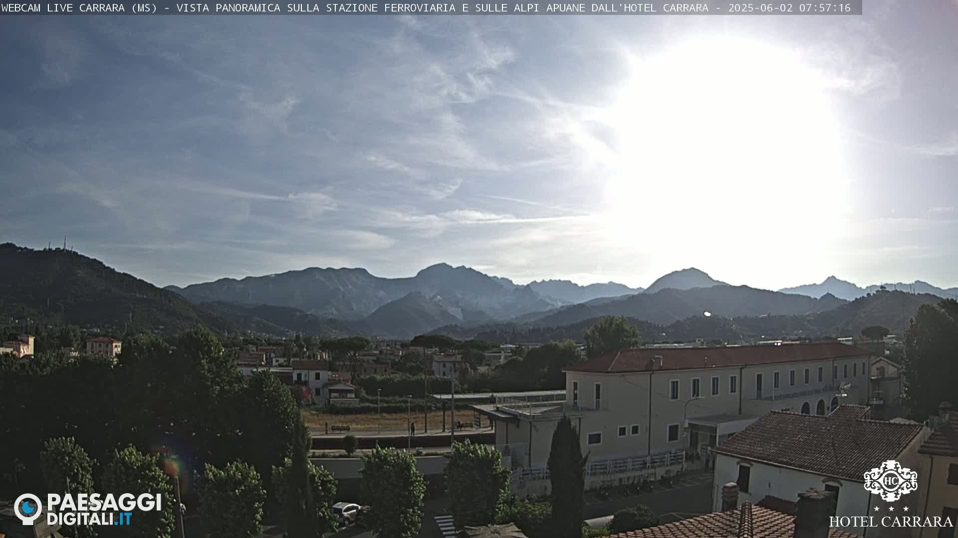  Carrara City Railway Station & Panaromic Natural Alps Park Live Cam - Massa & Carrara, Tuscany, Italy