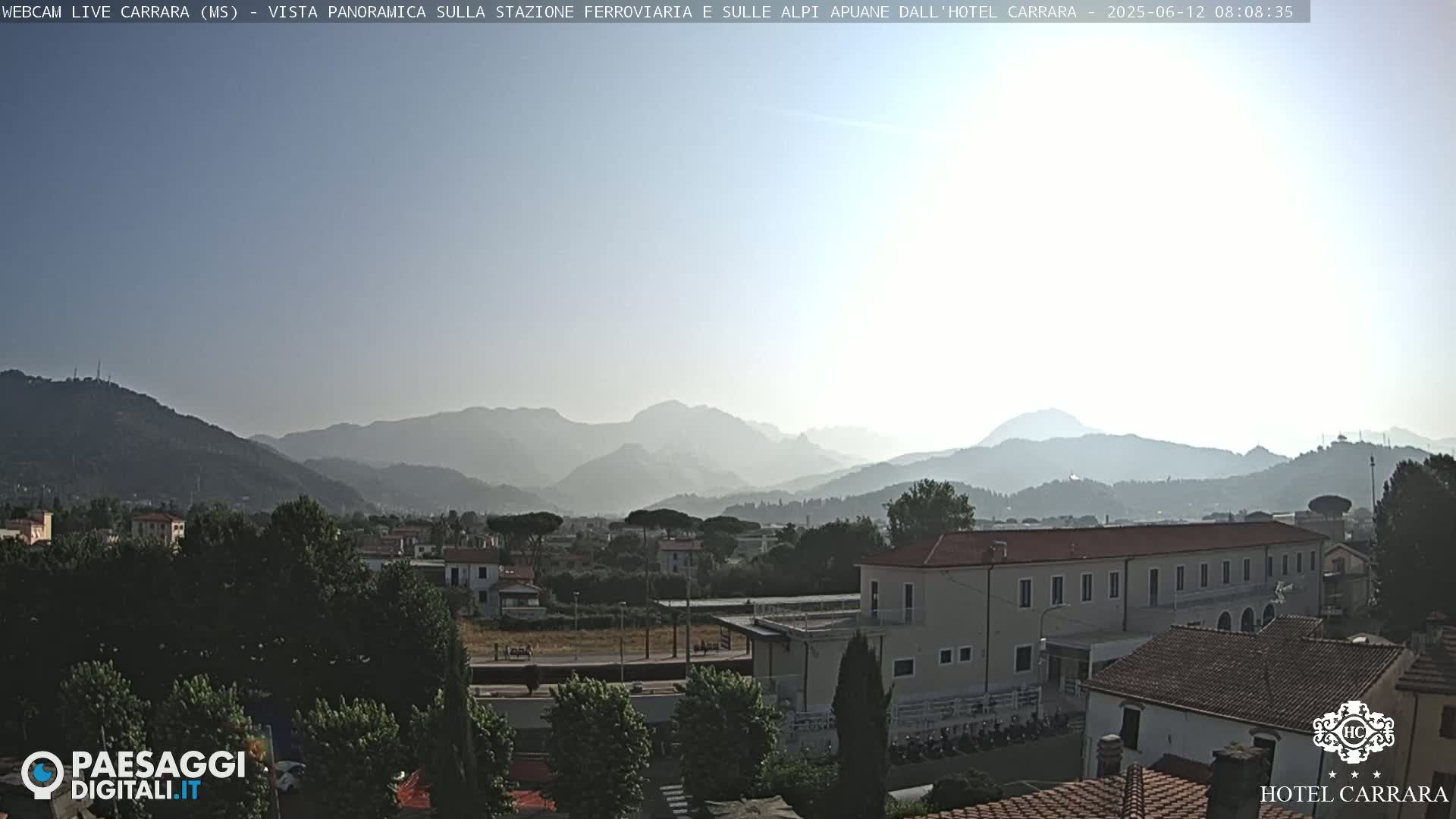  Carrara City Railway Station & Panaromic Natural Alps Park Live Cam - Massa & Carrara, Tuscany, Italy