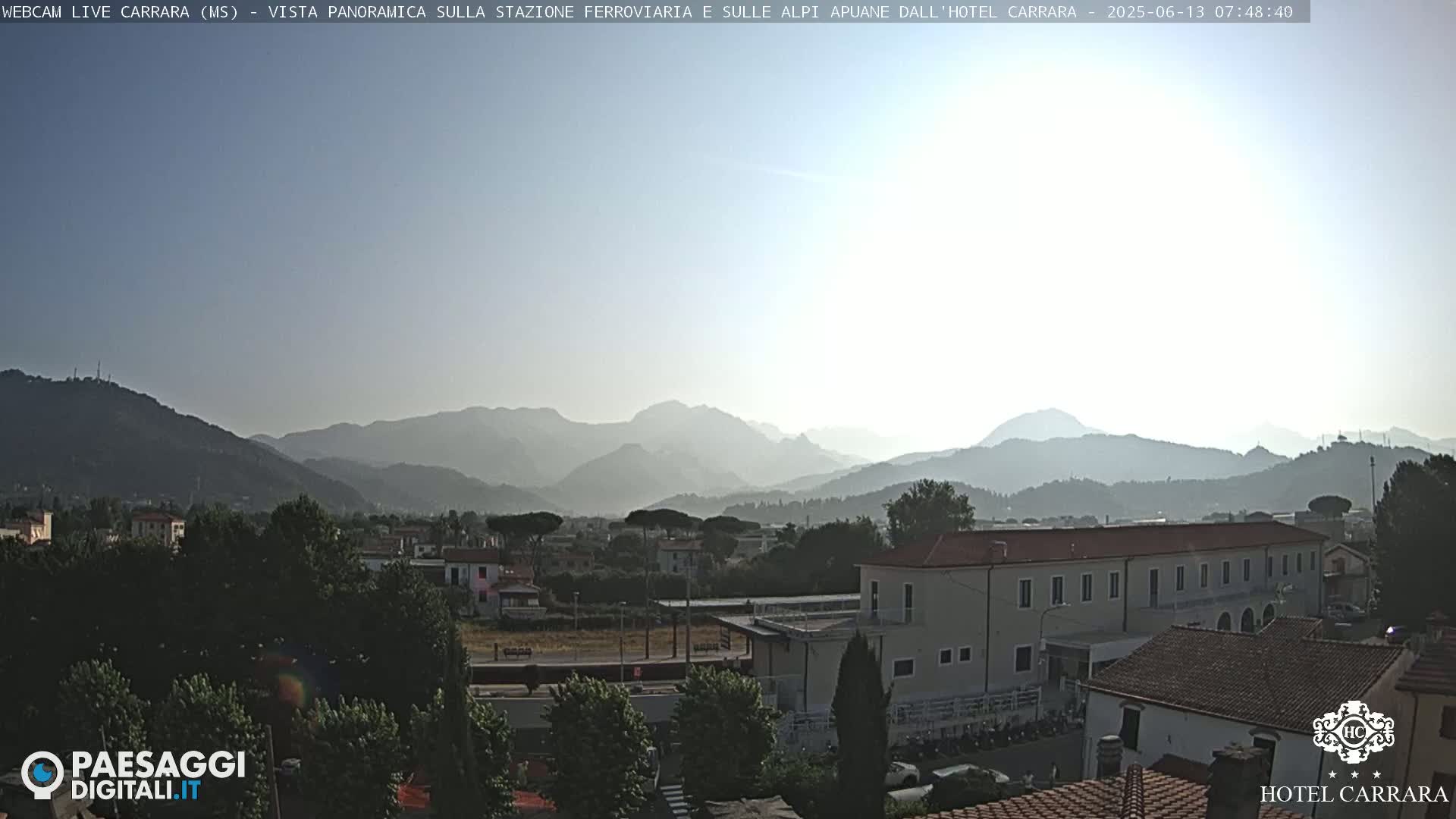  Carrara City Railway Station & Panaromic Natural Alps Park Live Cam - Massa & Carrara, Tuscany, Italy