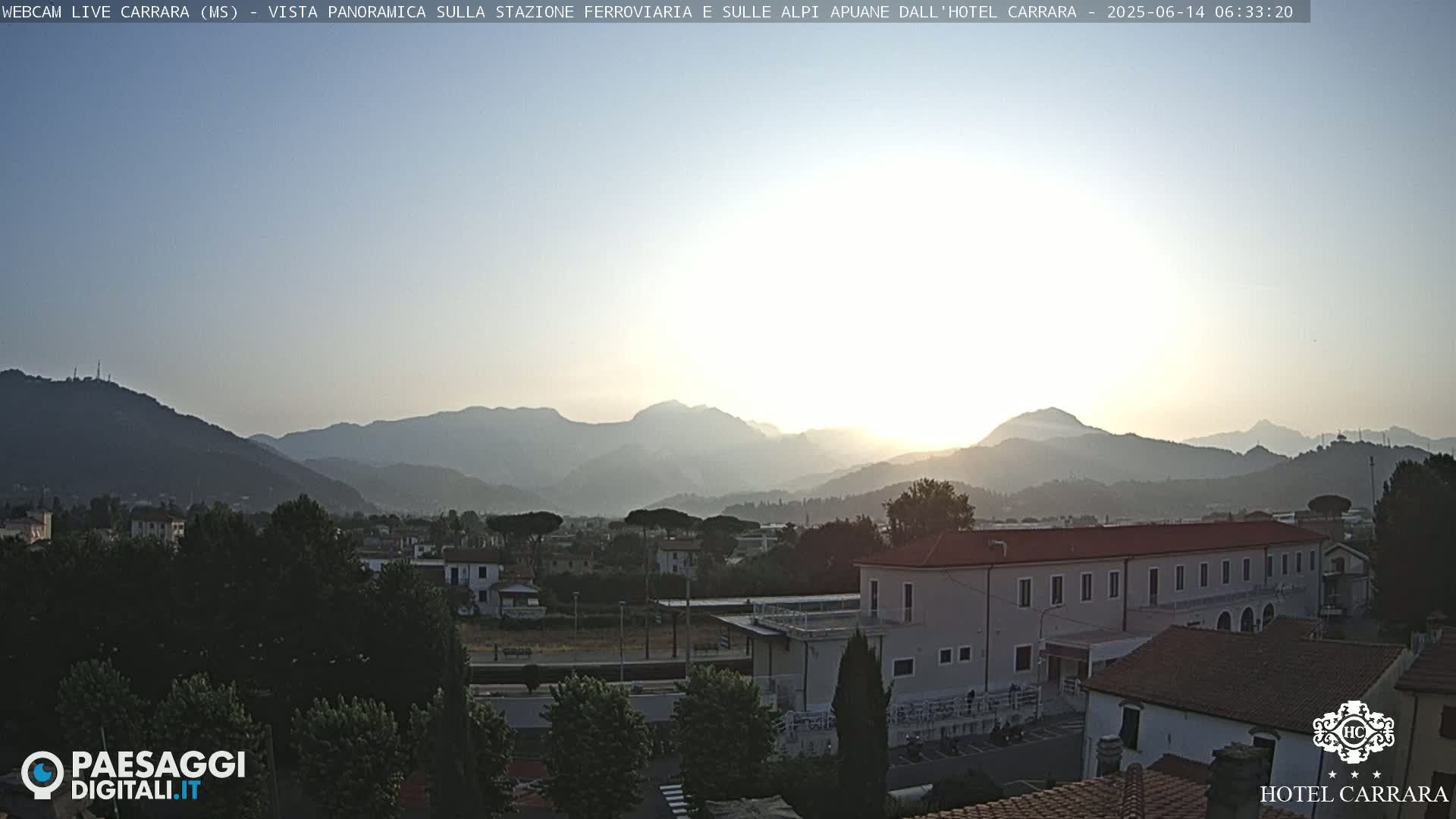  Carrara City Railway Station & Panaromic Natural Alps Park Live Cam - Massa & Carrara, Tuscany, Italy