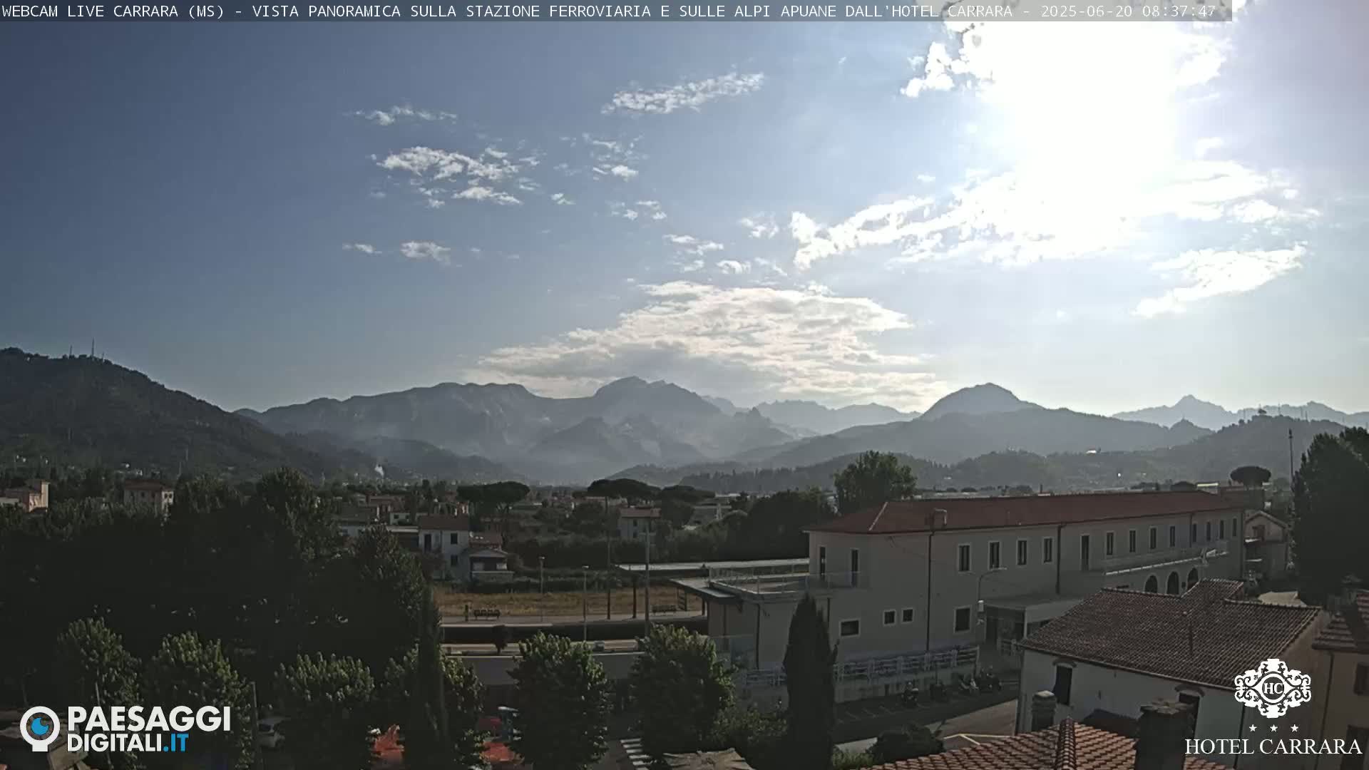  Carrara City Railway Station & Panaromic Natural Alps Park Live Cam - Massa & Carrara, Tuscany, Italy