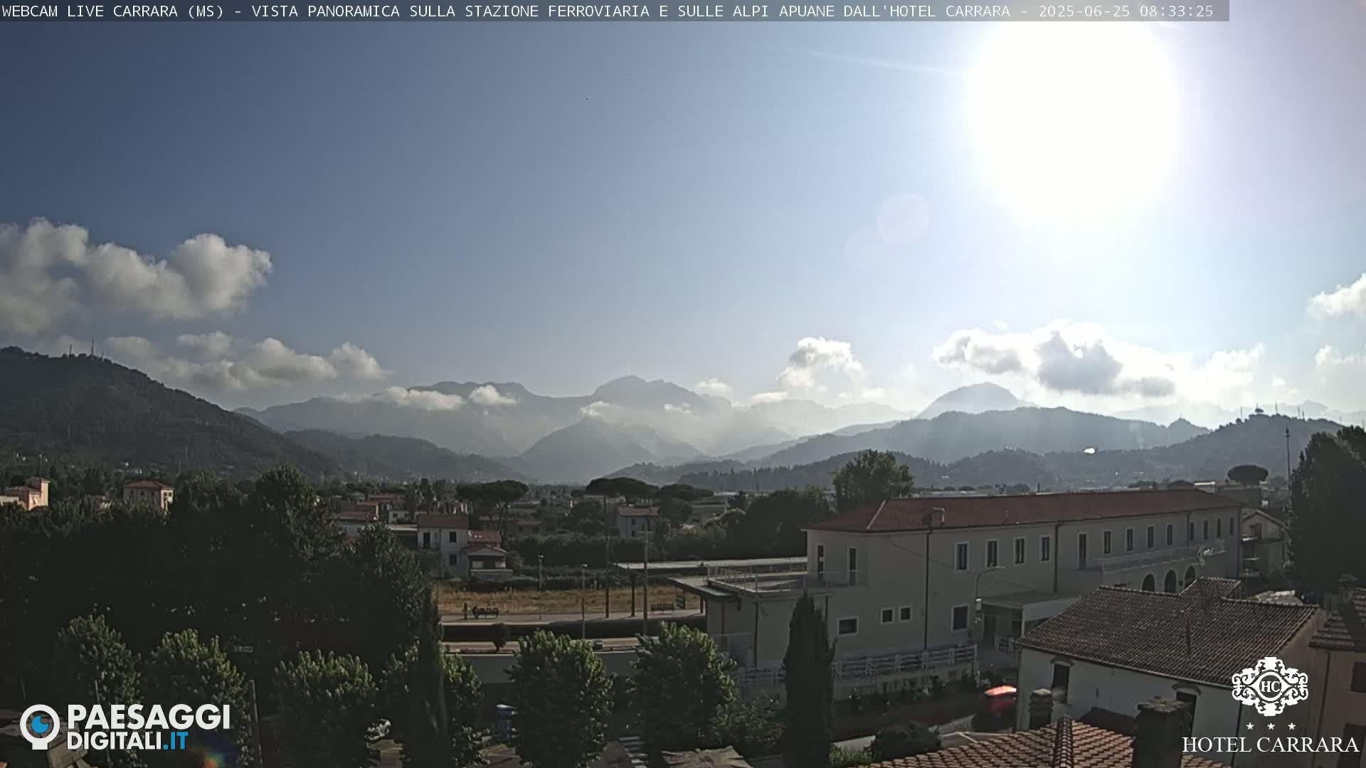  Carrara City Railway Station & Panaromic Natural Alps Park Live Cam - Massa & Carrara, Tuscany, Italy