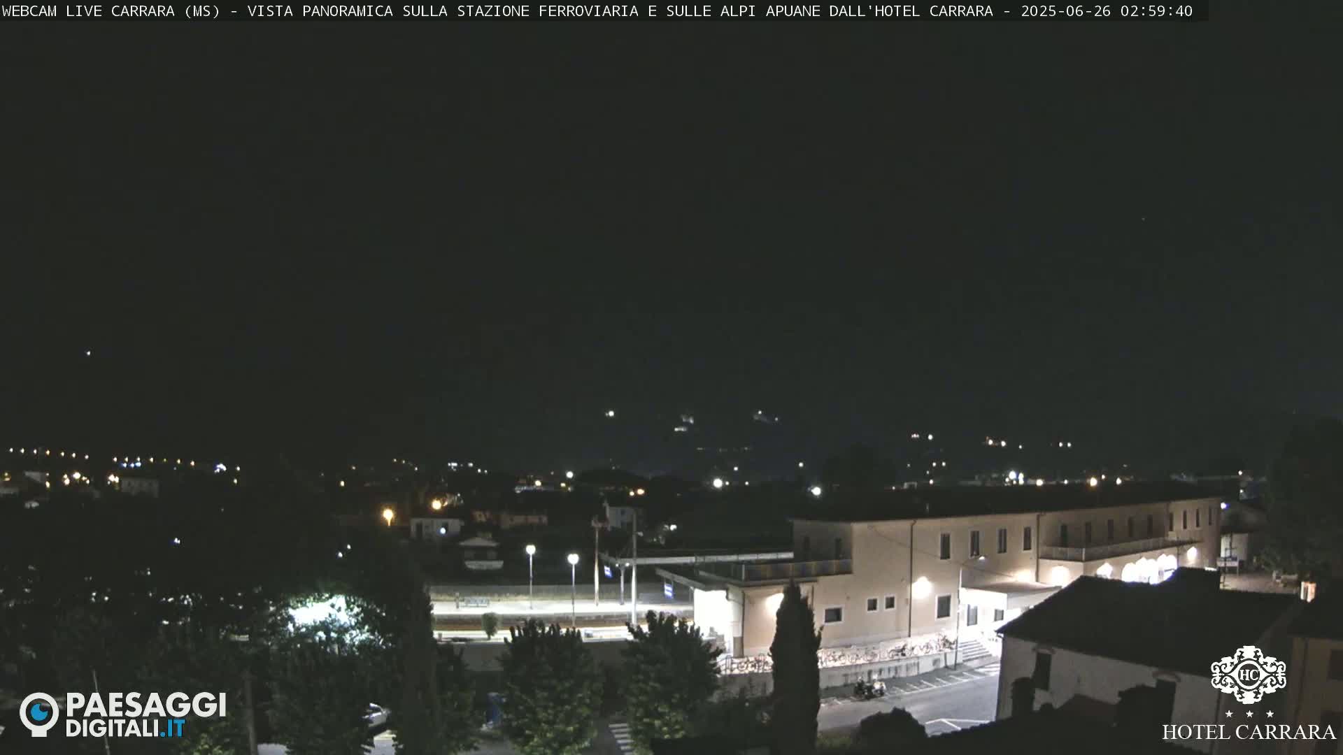  Carrara City Railway Station & Panaromic Natural Alps Park Live Cam - Massa & Carrara, Tuscany, Italy