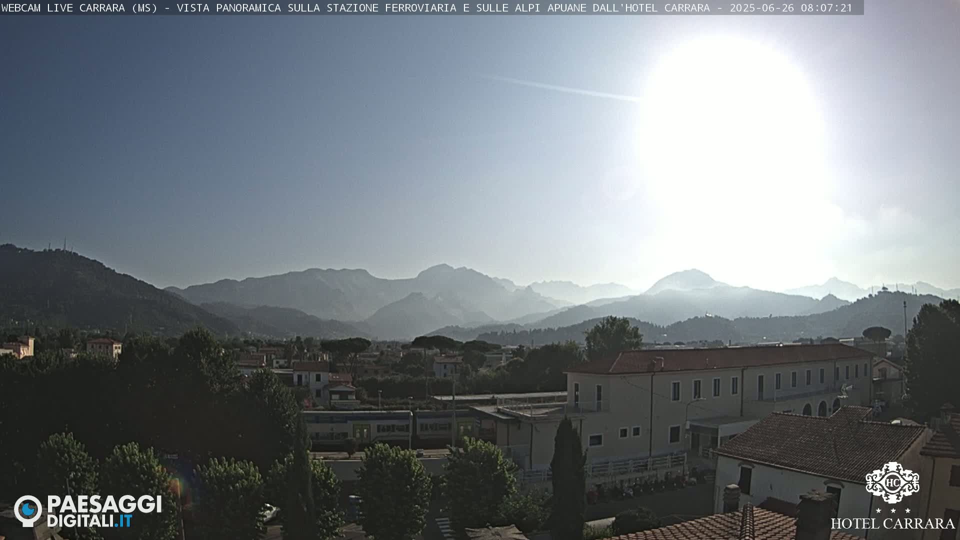  Carrara City Railway Station & Panaromic Natural Alps Park Live Cam - Massa & Carrara, Tuscany, Italy
