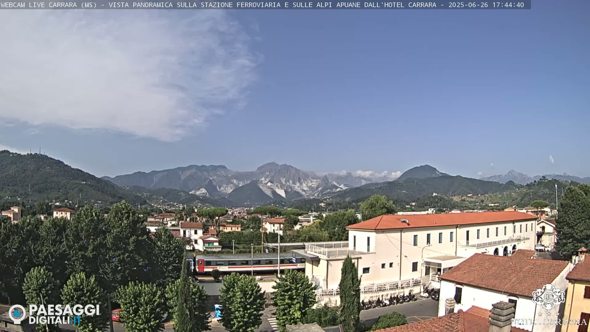  Carrara City Railway Station & Panaromic Natural Alps Park Live Cam - Massa & Carrara, Tuscany, Italy