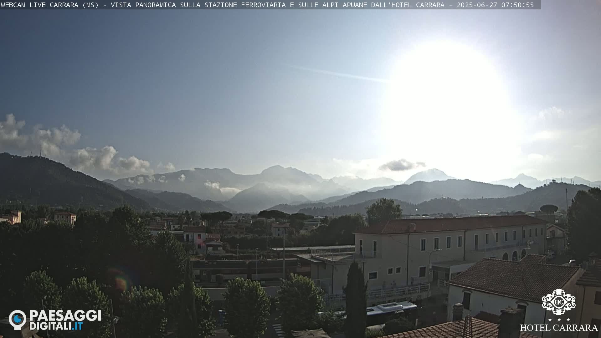  Carrara City Railway Station & Panaromic Natural Alps Park Live Cam - Massa & Carrara, Tuscany, Italy