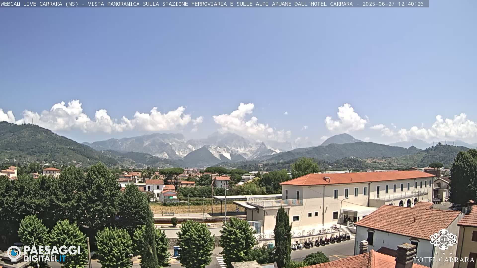  Carrara City Railway Station & Panaromic Natural Alps Park Live Cam - Massa & Carrara, Tuscany, Italy