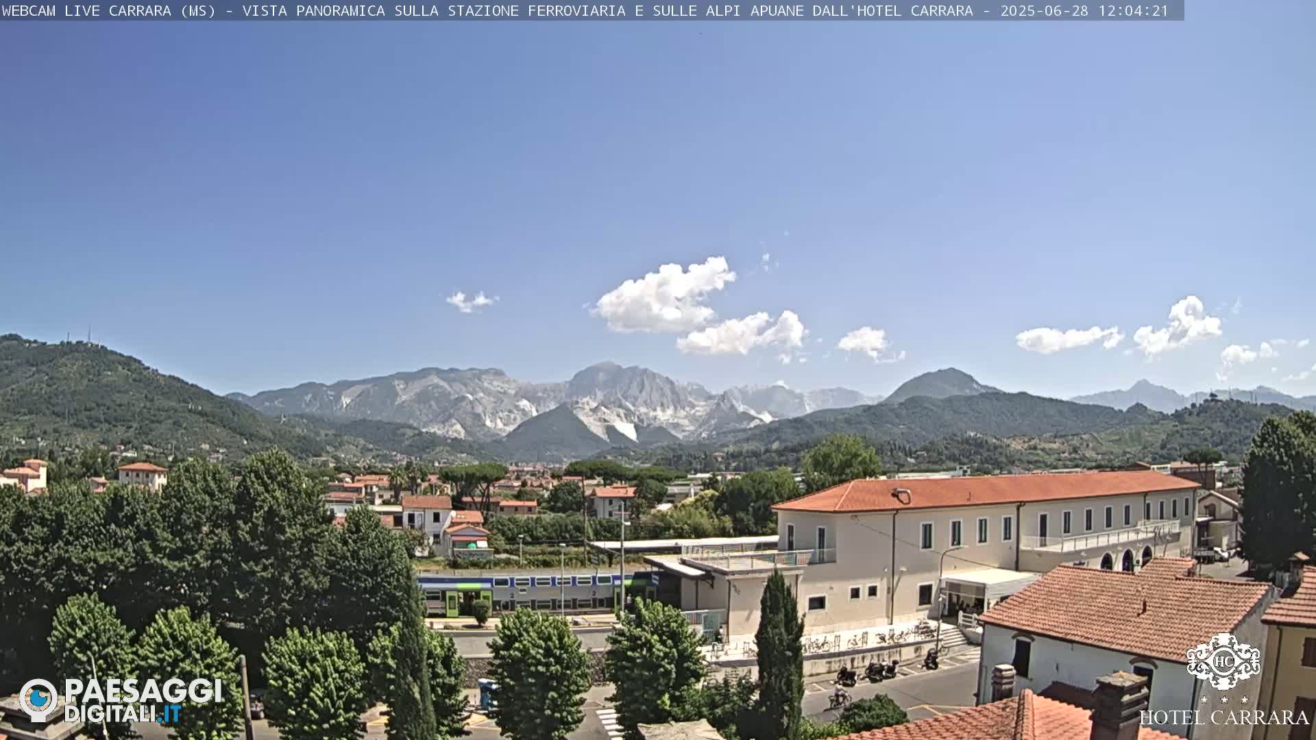  Carrara City Railway Station & Panaromic Natural Alps Park Live Cam - Massa & Carrara, Tuscany, Italy