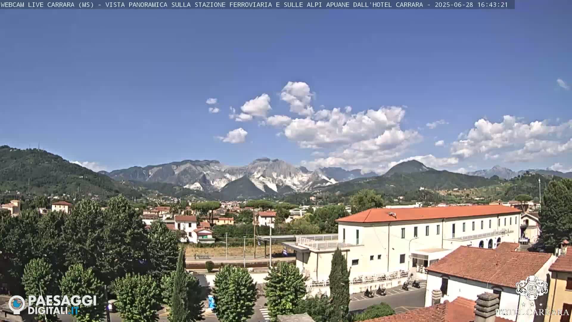 Carrara City Railway Station & Panaromic Natural Alps Park Live Cam - Massa & Carrara, Tuscany, Italy