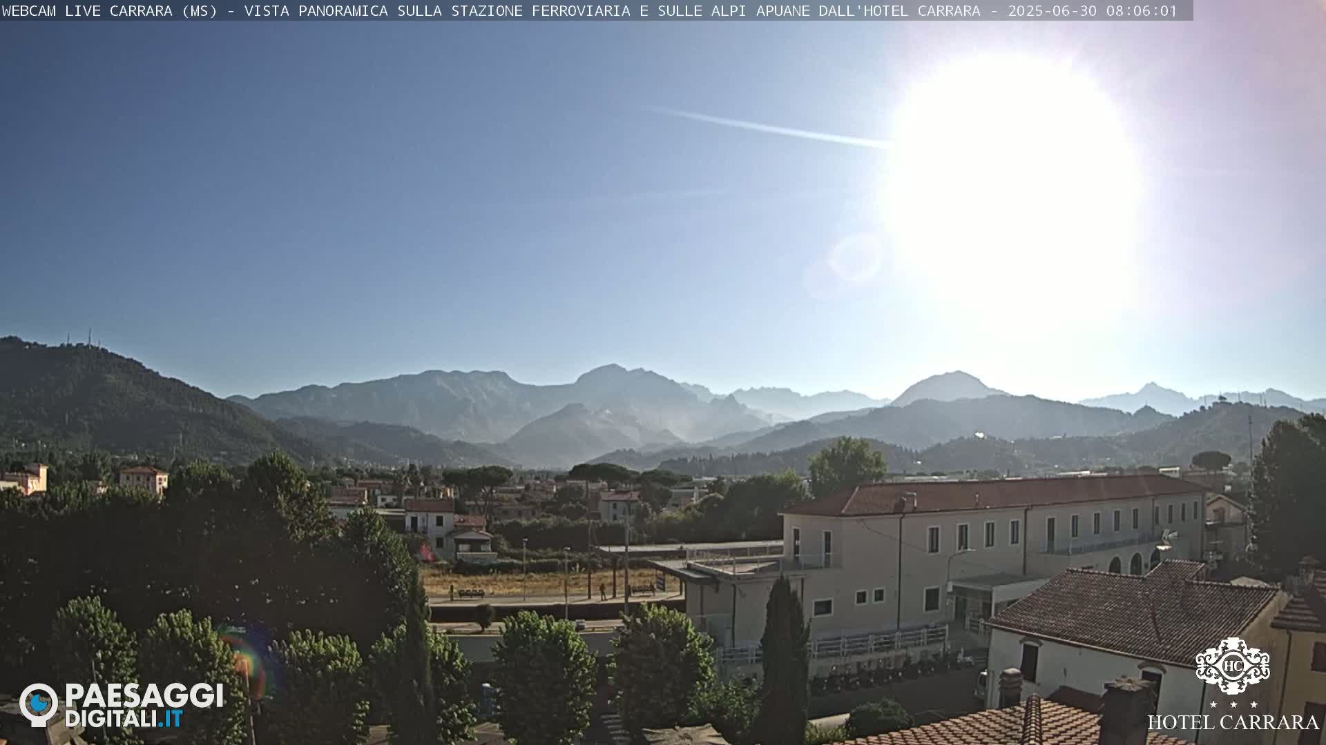  Carrara City Railway Station & Panaromic Natural Alps Park Live Cam - Massa & Carrara, Tuscany, Italy