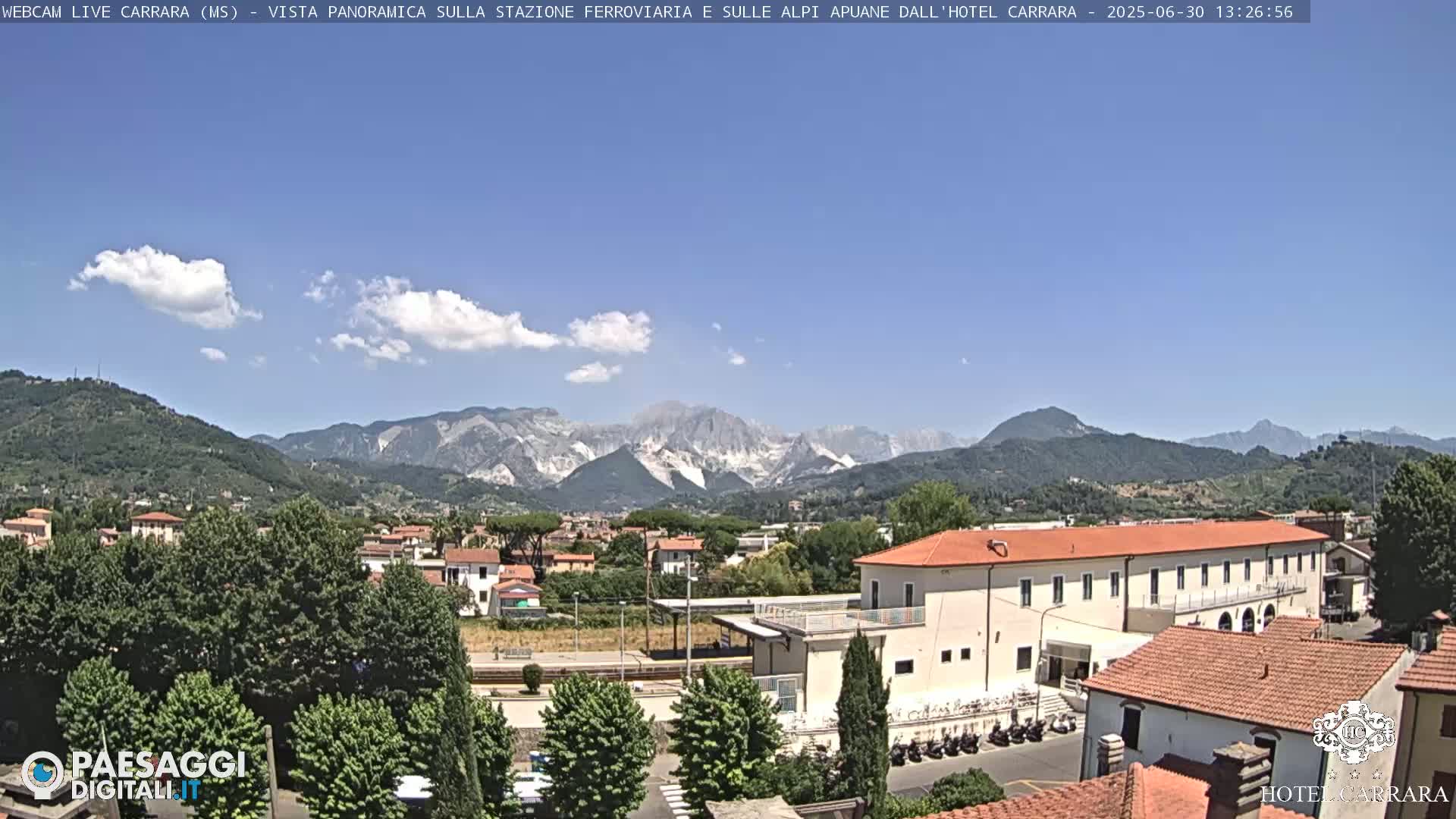  Carrara City Railway Station & Panaromic Natural Alps Park Live Cam - Massa & Carrara, Tuscany, Italy