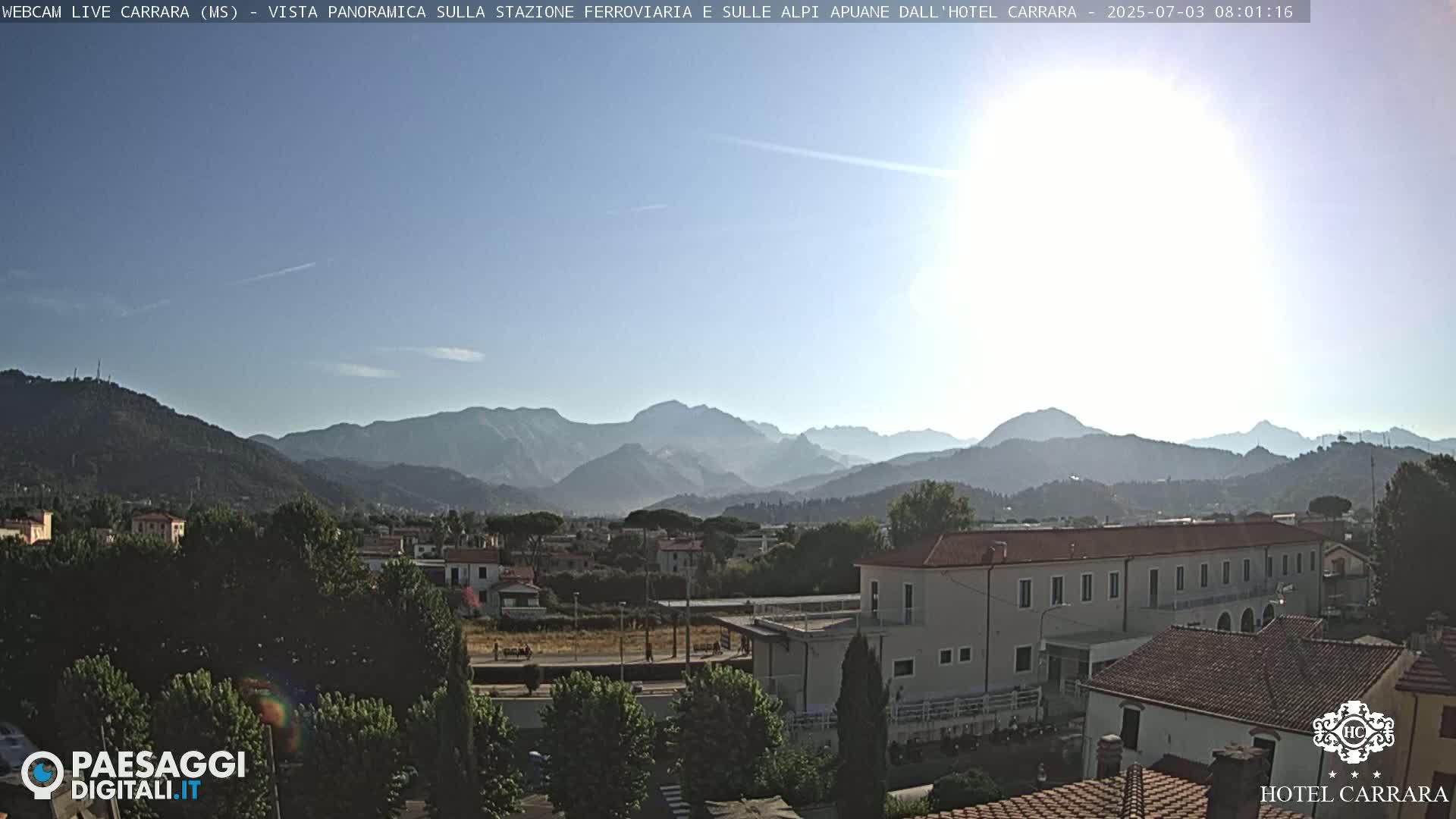  Carrara City Railway Station & Panaromic Natural Alps Park Live Cam - Massa & Carrara, Tuscany, Italy