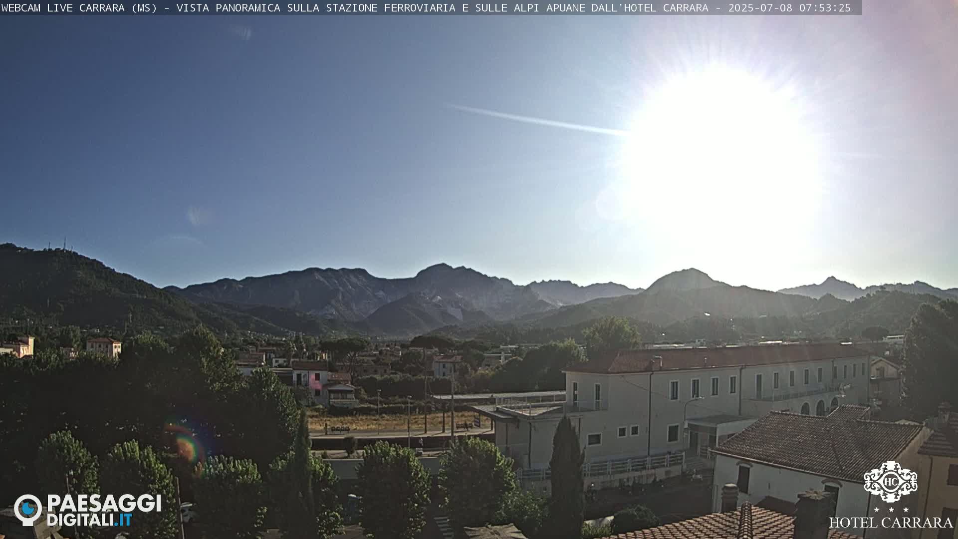  Carrara City Railway Station & Panaromic Natural Alps Park Live Cam - Massa & Carrara, Tuscany, Italy
