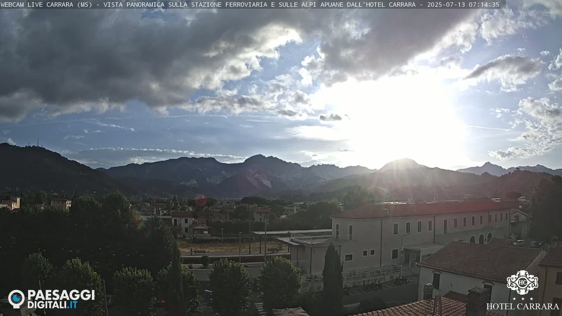  Carrara City Railway Station & Panaromic Natural Alps Park Live Cam - Massa & Carrara, Tuscany, Italy