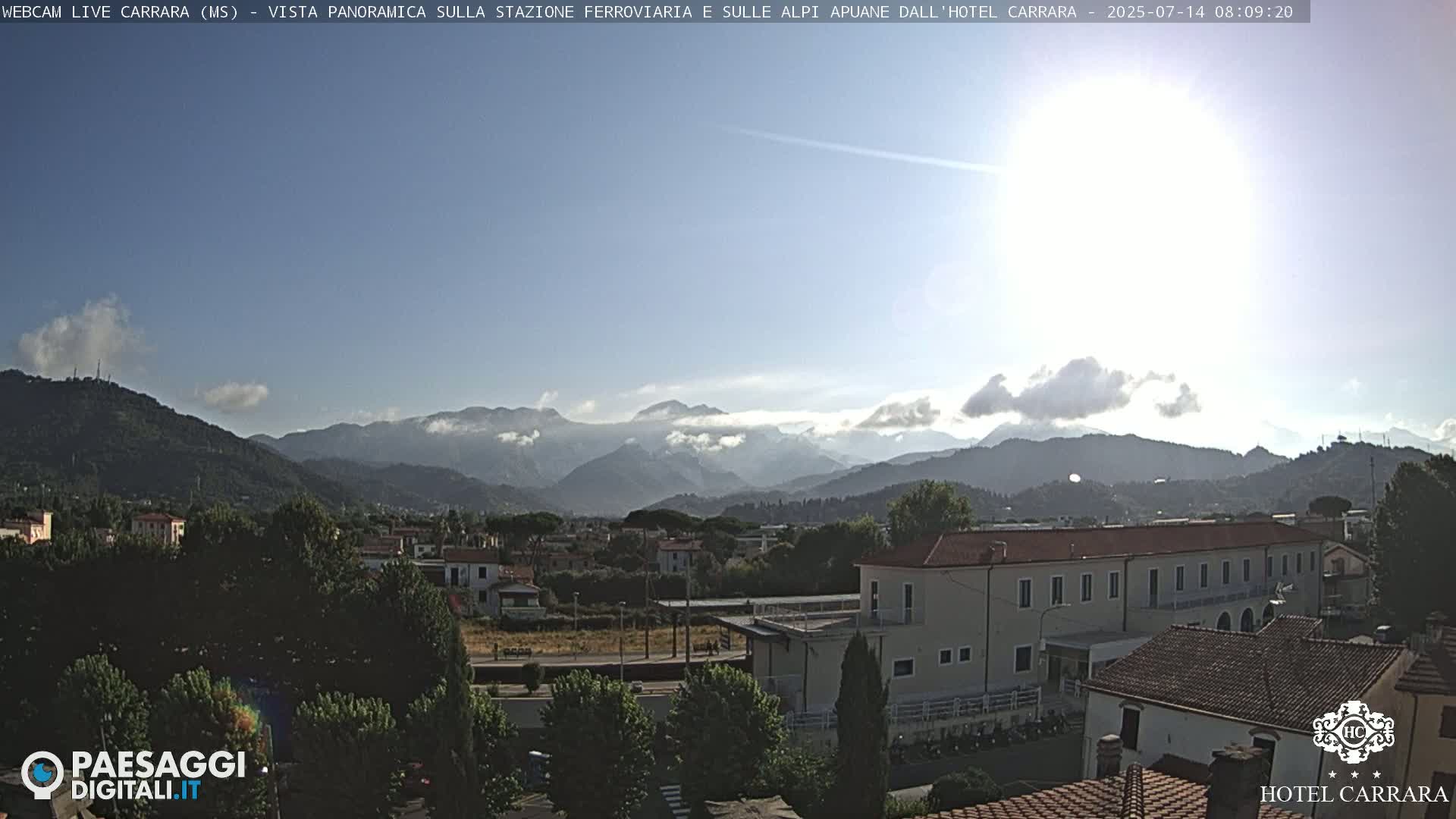  Carrara City Railway Station & Panaromic Natural Alps Park Live Cam - Massa & Carrara, Tuscany, Italy