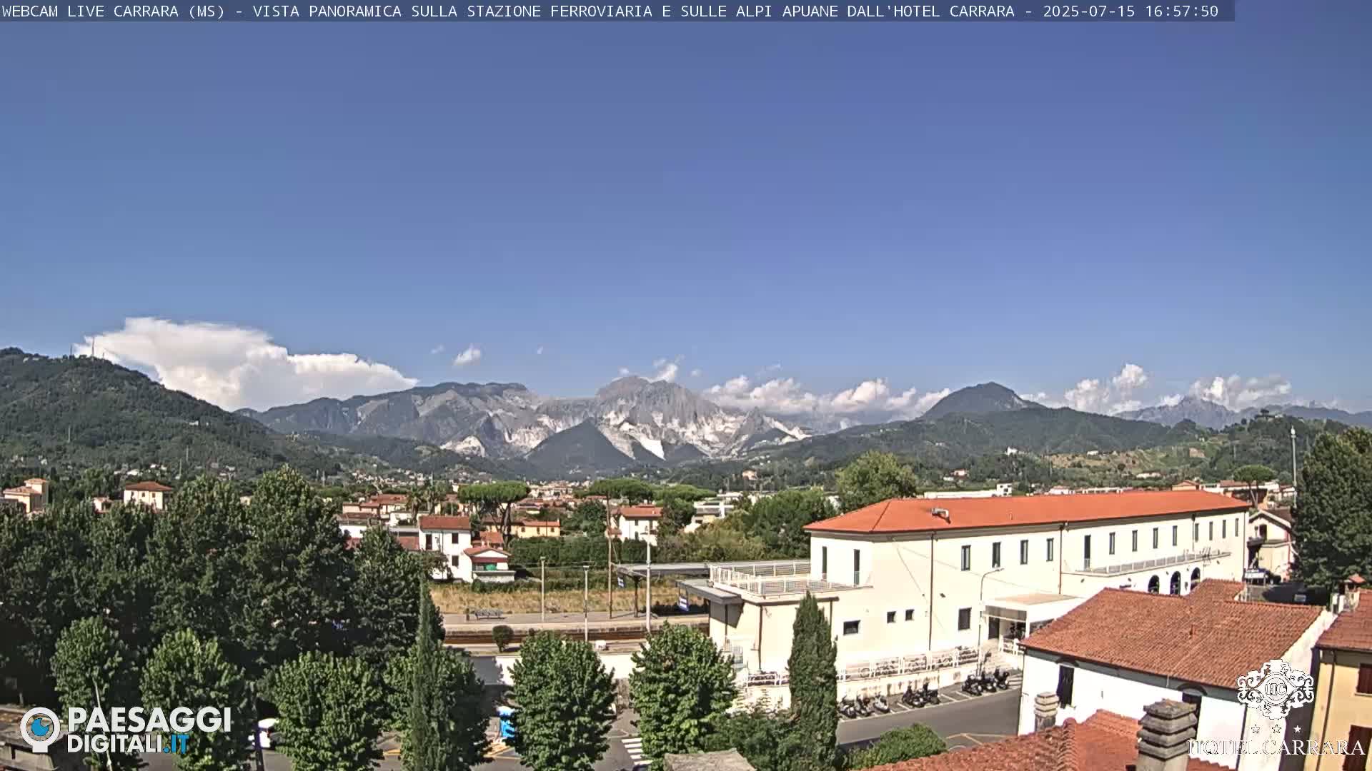 Carrara City Railway Station & Panaromic Natural Alps Park Live Cam - Massa & Carrara, Tuscany, Italy
