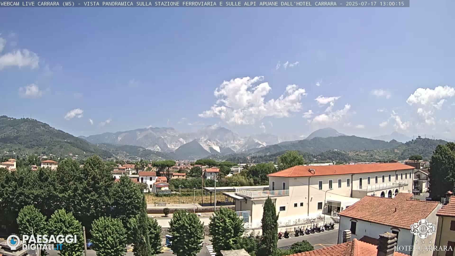  Carrara City Railway Station & Panaromic Natural Alps Park Live Cam - Massa & Carrara, Tuscany, Italy
