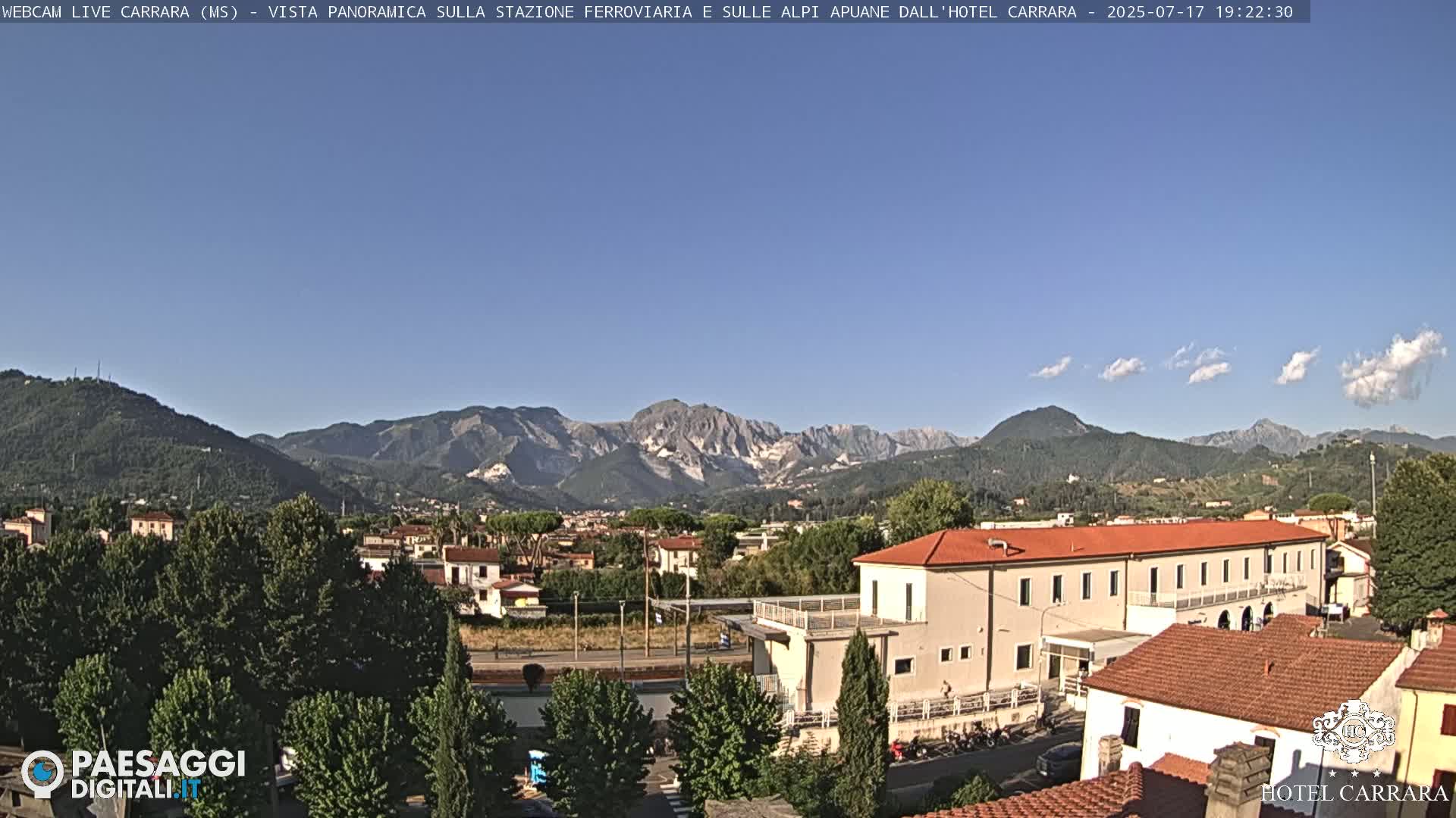  Carrara City Railway Station & Panaromic Natural Alps Park Live Cam - Massa & Carrara, Tuscany, Italy