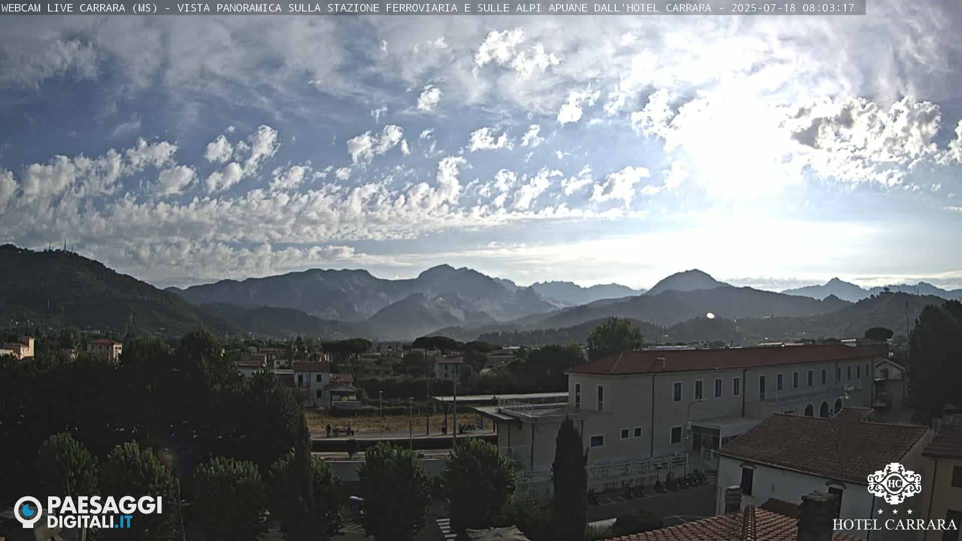  Carrara City Railway Station & Panaromic Natural Alps Park Live Cam - Massa & Carrara, Tuscany, Italy