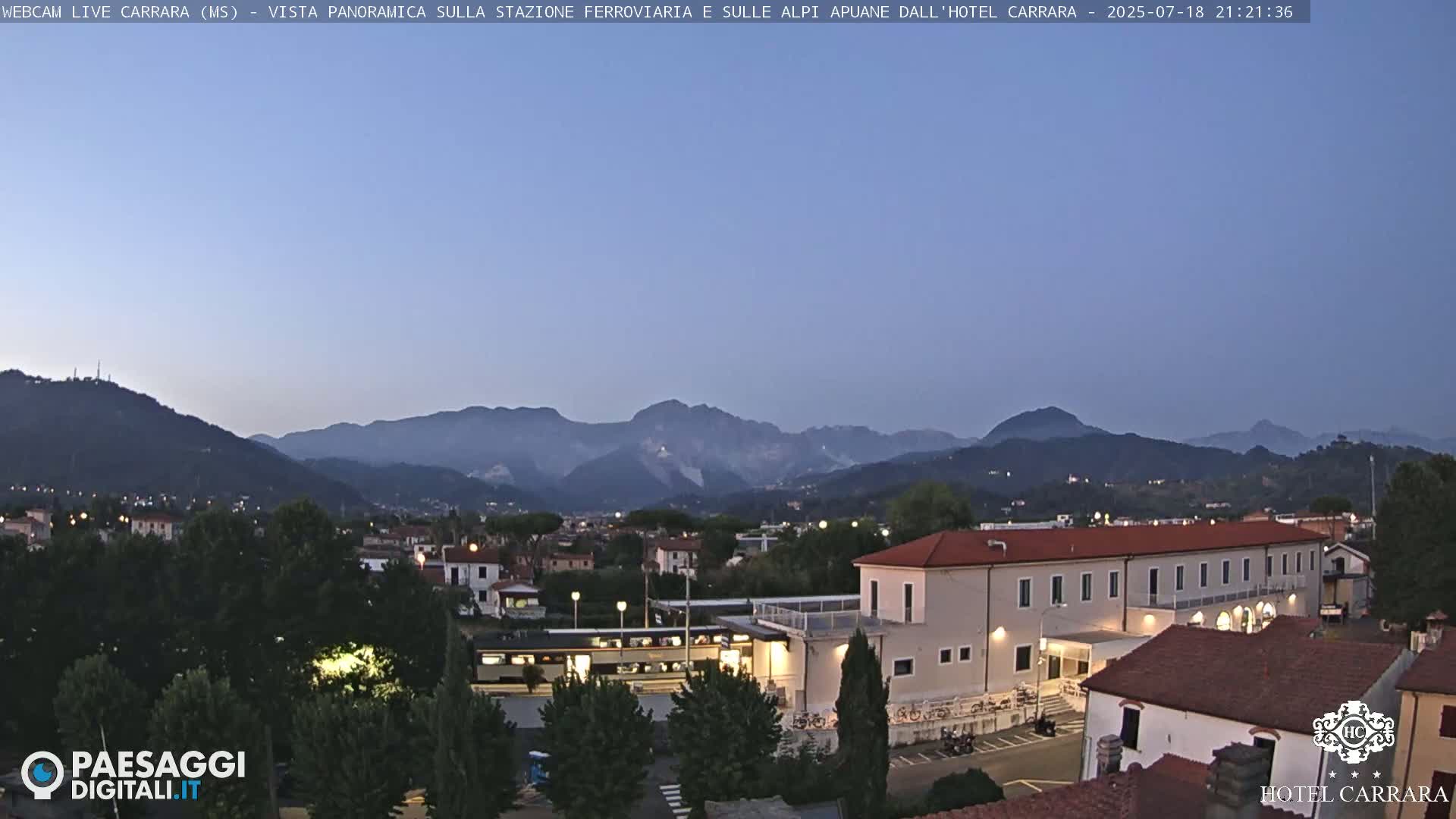  Carrara City Railway Station & Panaromic Natural Alps Park Live Cam - Massa & Carrara, Tuscany, Italy