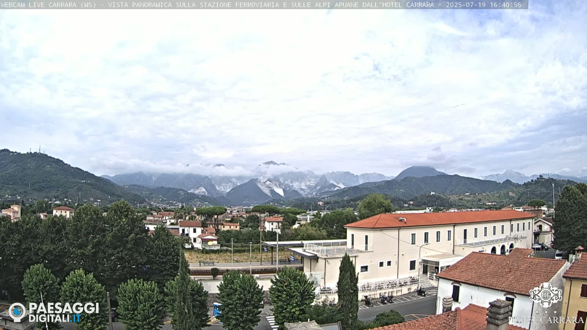  Carrara City Railway Station & Panaromic Natural Alps Park Live Cam - Massa & Carrara, Tuscany, Italy
