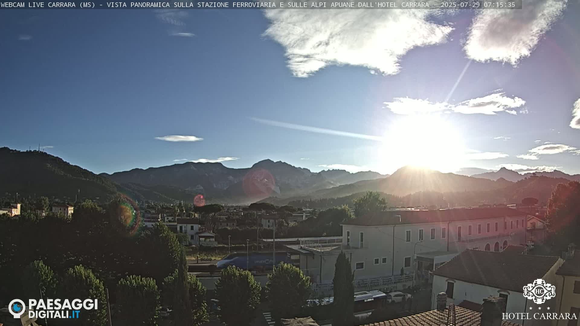  Carrara City Railway Station & Panaromic Natural Alps Park Live Cam - Massa & Carrara, Tuscany, Italy
