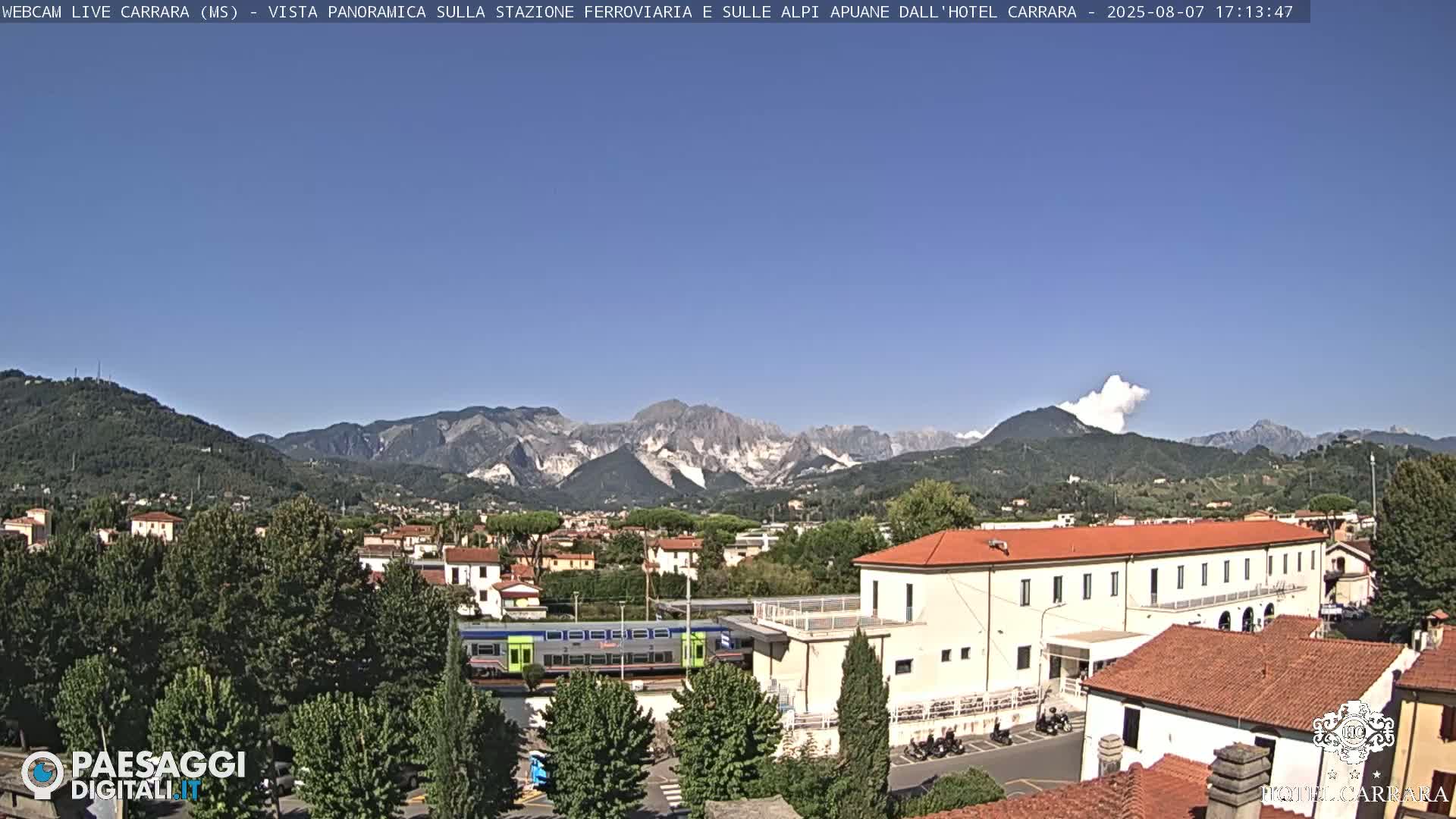  Carrara City Railway Station & Panaromic Natural Alps Park Live Cam - Massa & Carrara, Tuscany, Italy