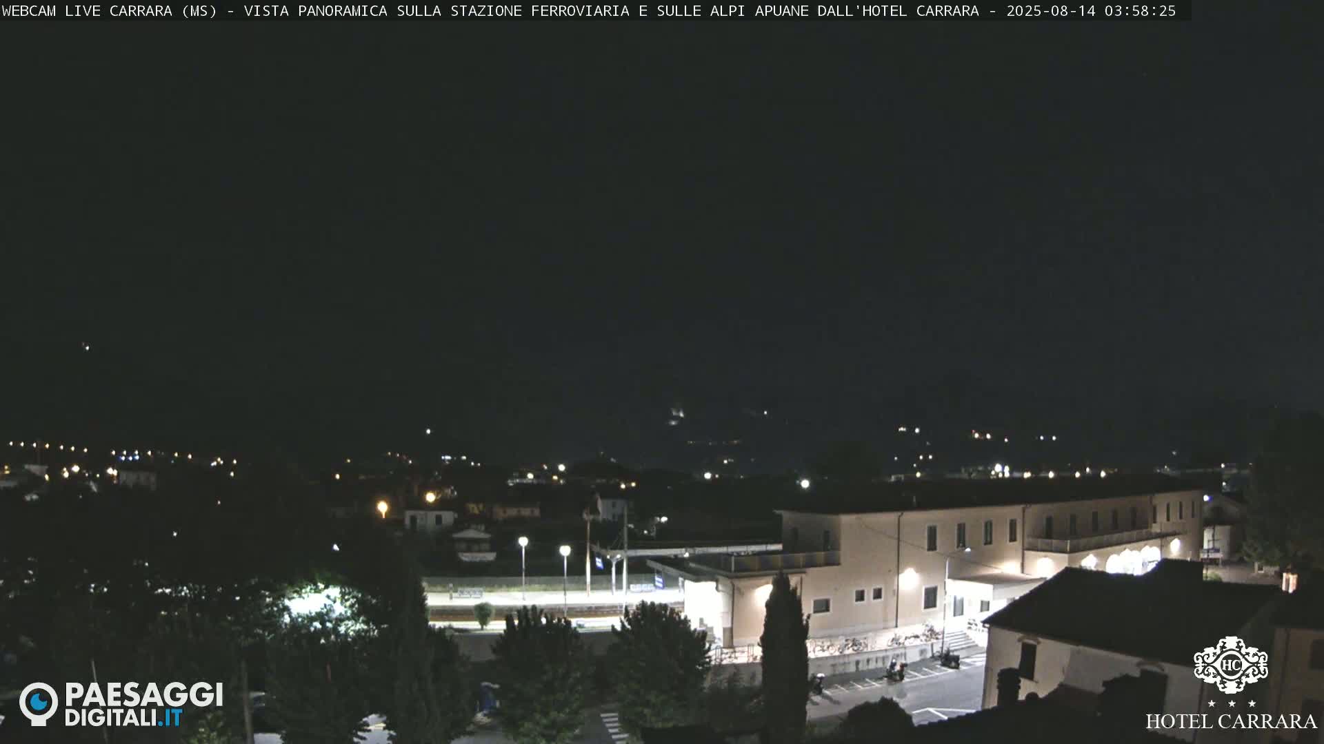  Carrara City Railway Station & Panaromic Natural Alps Park Live Cam - Massa & Carrara, Tuscany, Italy
