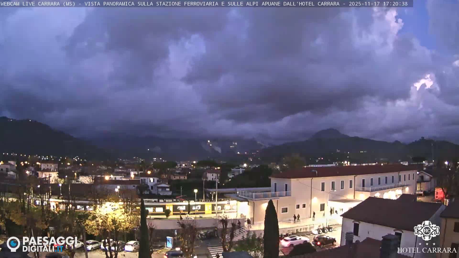  Carrara City Railway Station & Panaromic Natural Alps Park Live Cam - Massa & Carrara, Tuscany, Italy