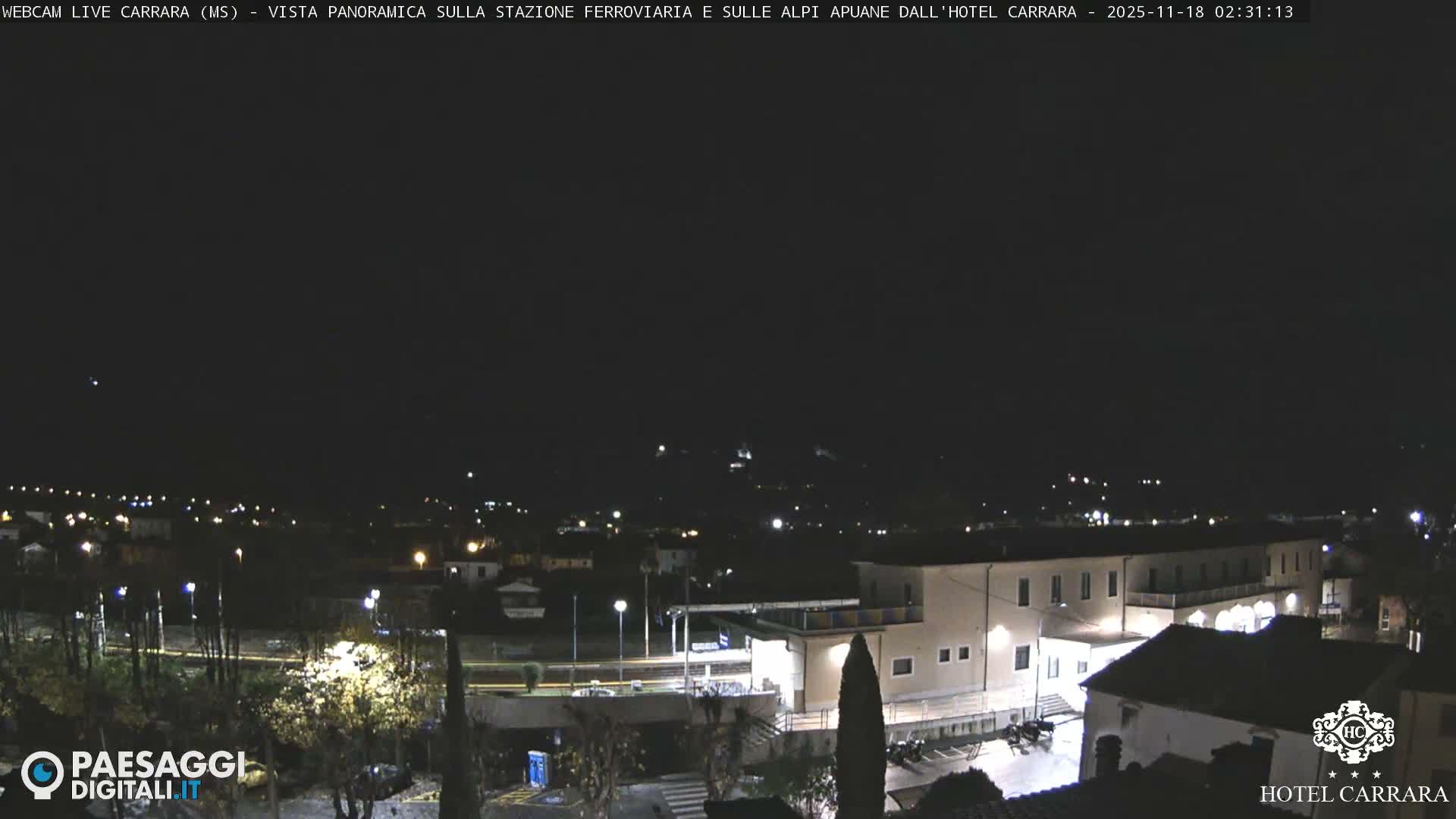  Carrara City Railway Station & Panaromic Natural Alps Park Live Cam - Massa & Carrara, Tuscany, Italy