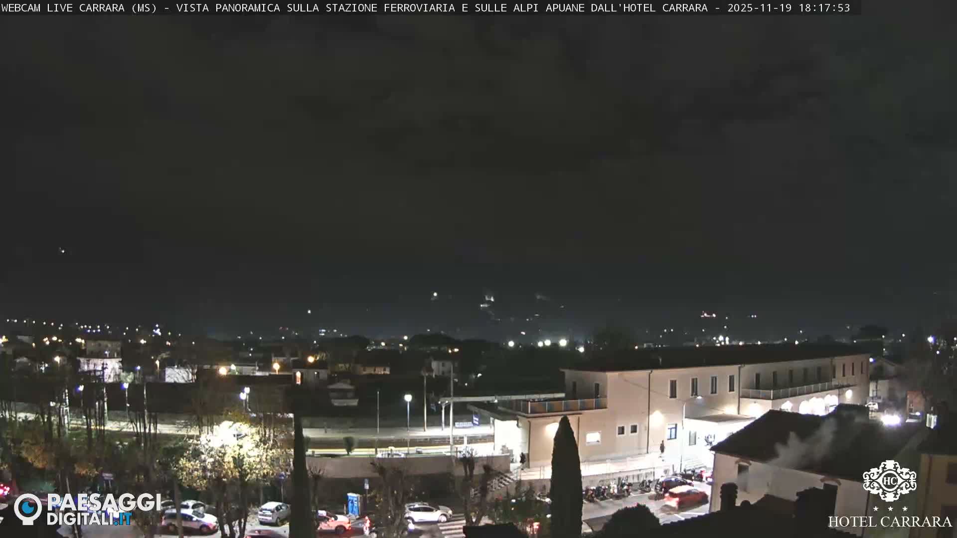  Carrara City Railway Station & Panaromic Natural Alps Park Live Cam - Massa & Carrara, Tuscany, Italy